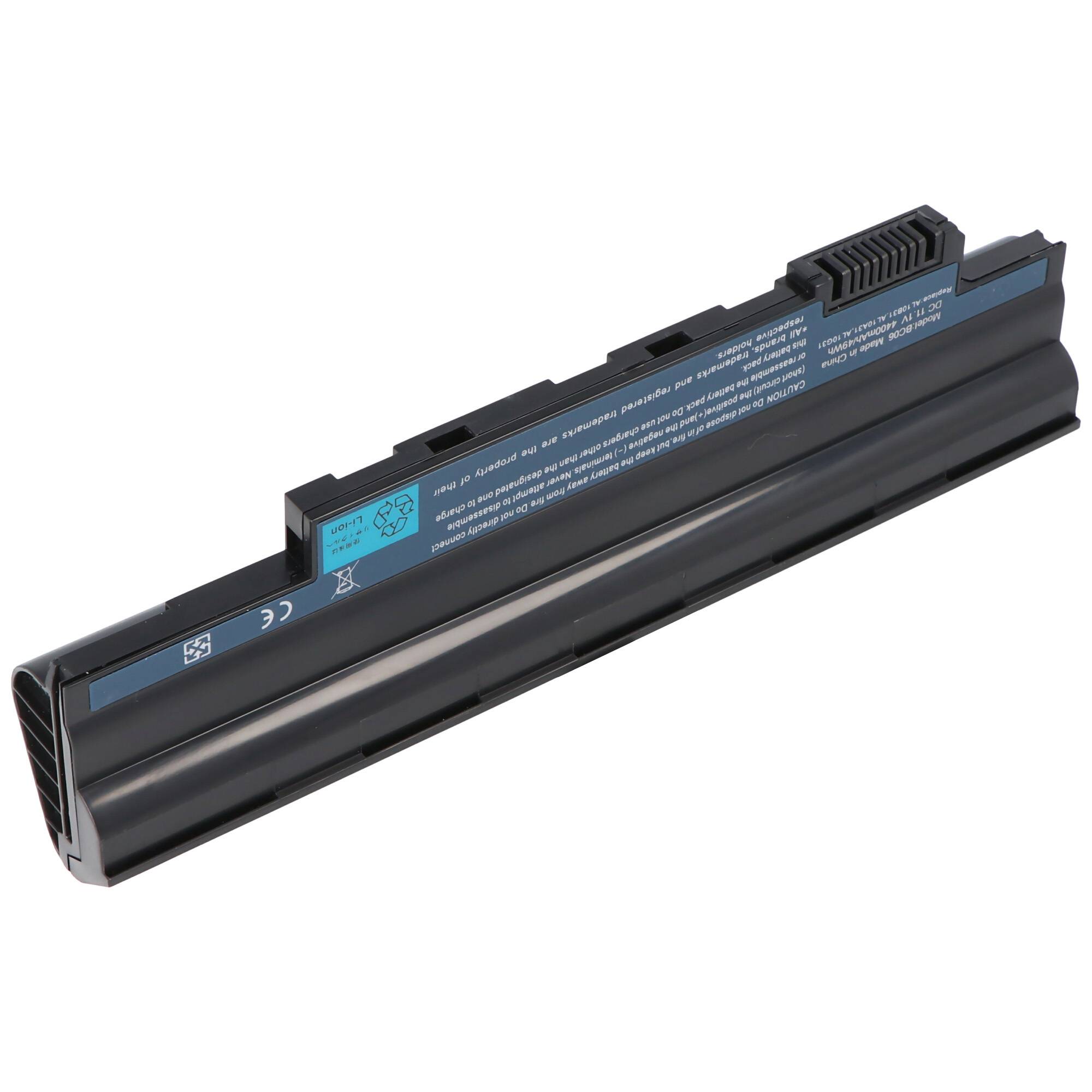 Akku passend für Acer ASPIRE ONE D255 Akku AL10A31 mit 4400mAh, 11,1V
