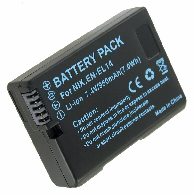 AccuCell Akku passend für Nikon EN-EL14 Akku passend für Nikon CoolPix D3100, D3200, D5100, P7000, P7100, decoded
