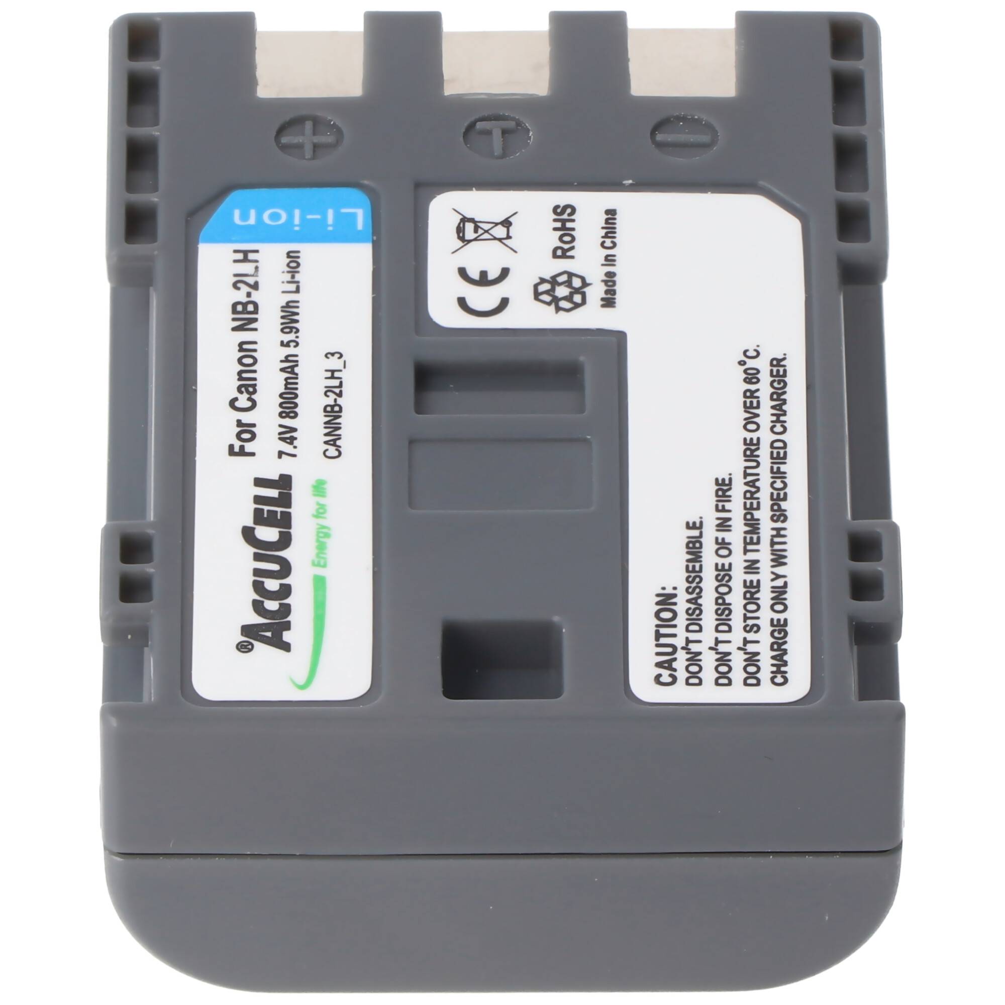 AccuCell Akku passend für Canon NB-2L E160814 Battery Pack NB-2LH, Li-ion, 800mAh