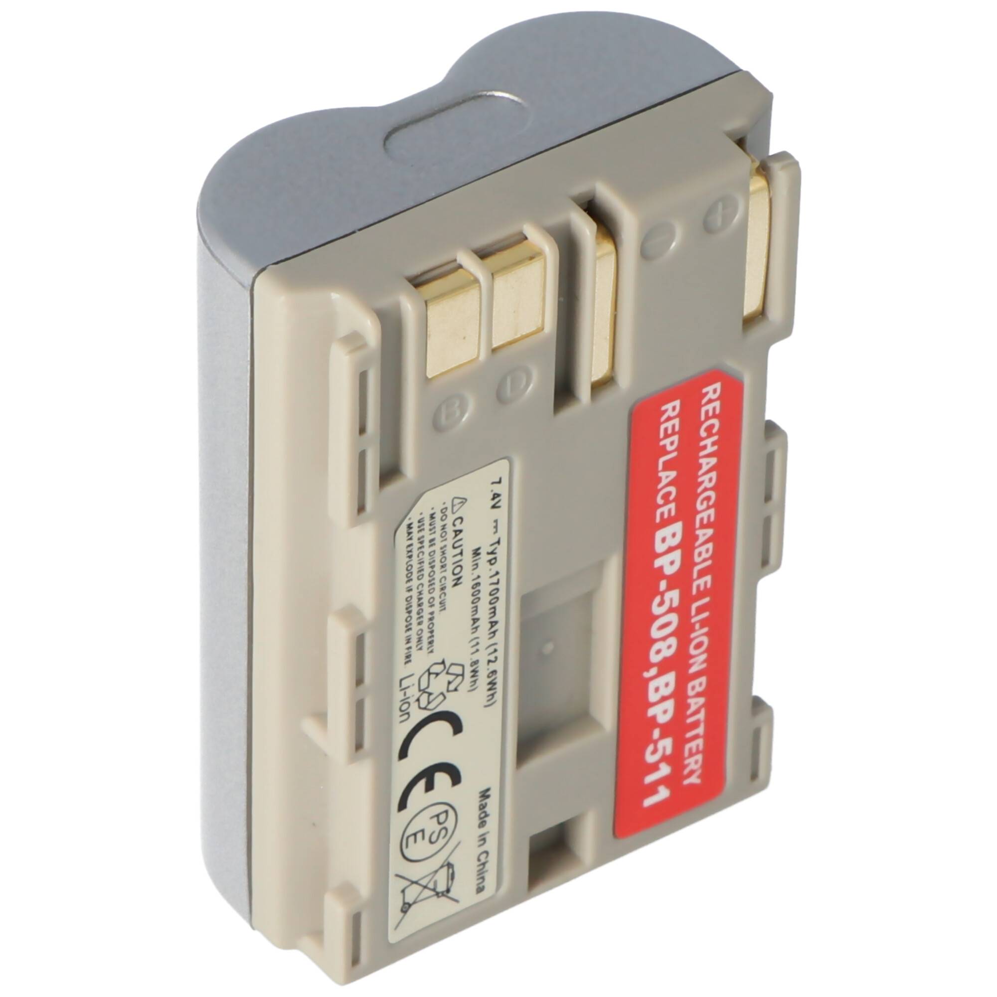 AccuCell Akku passend für Canon BP-511 Akku BP-508, BP-512 Farbe Silber