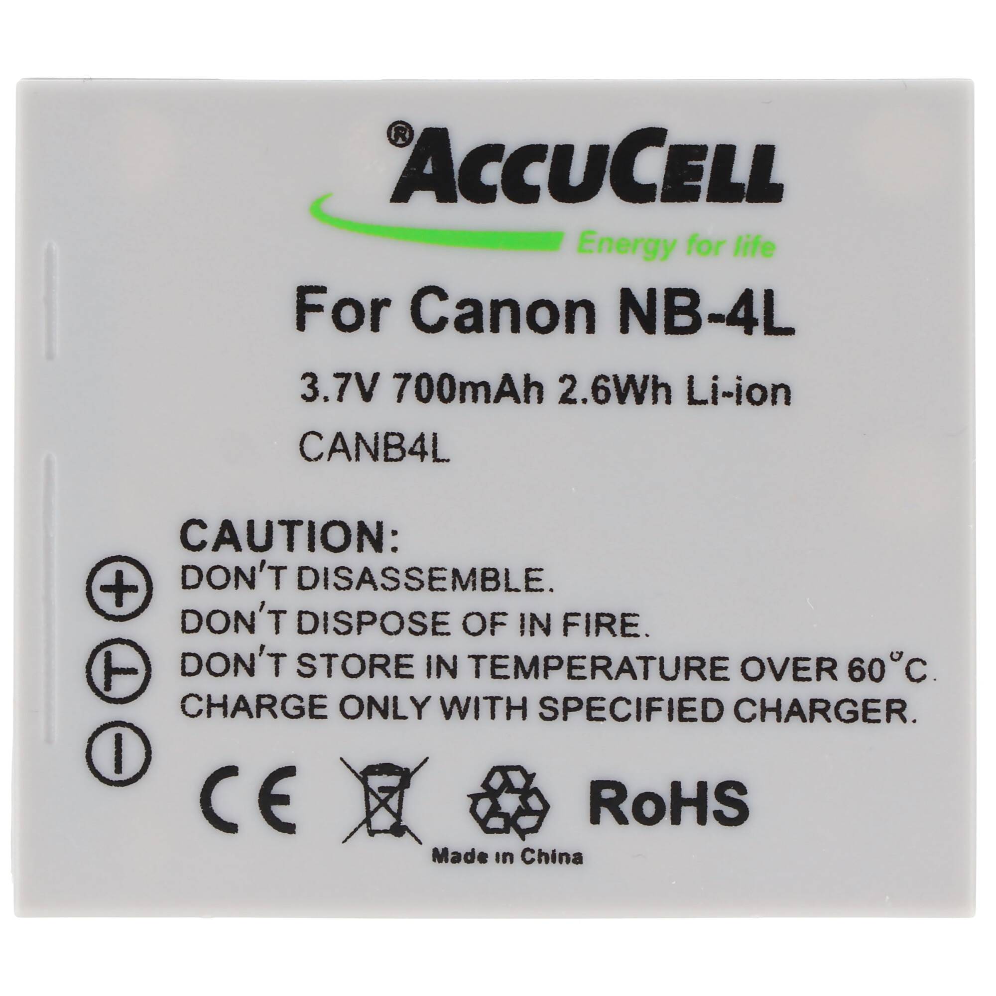AccuCell Akku passend für Canon NB-4L Akku