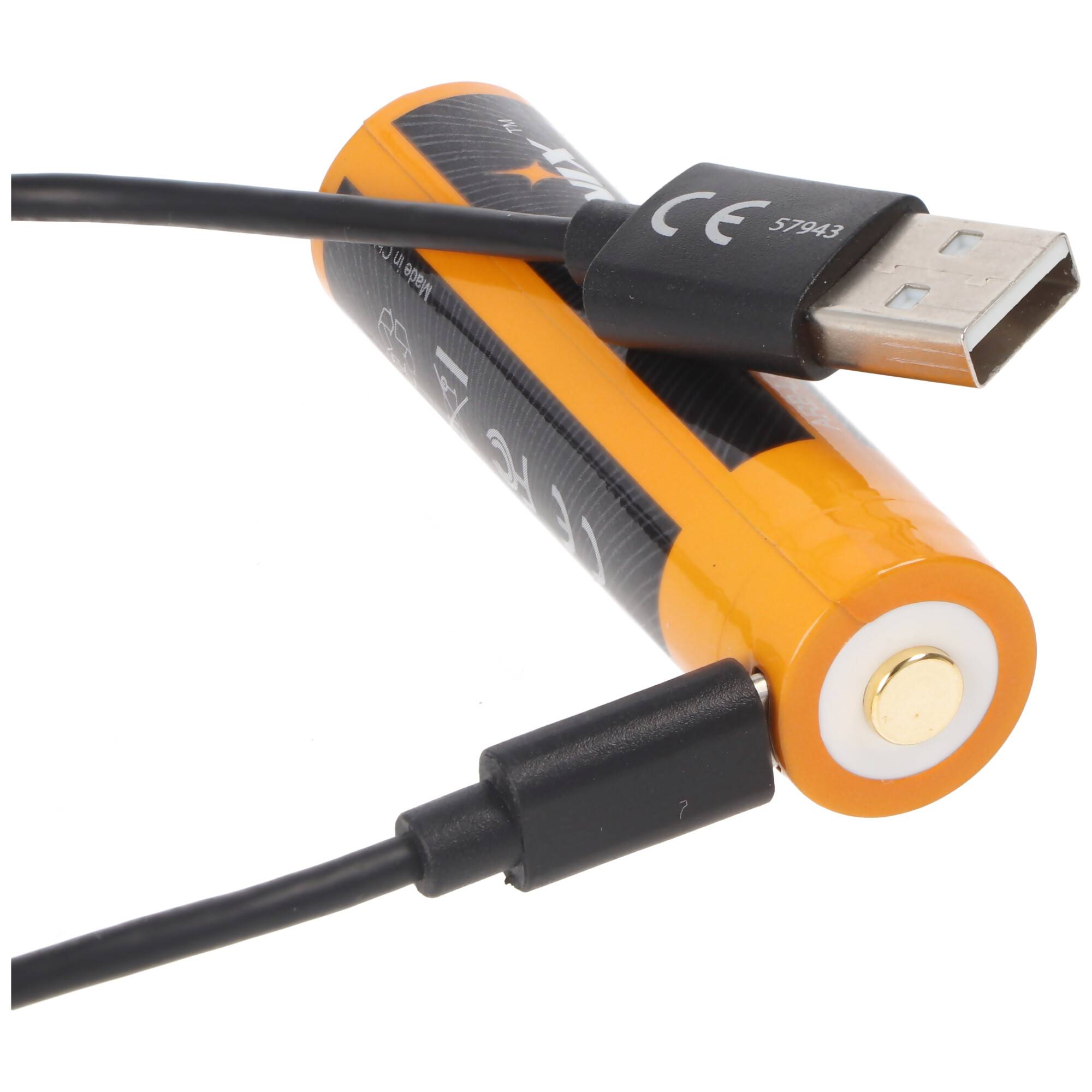 Li-Ion Akku 18650, mehrfach geschützt mit USB Ladefunktion, 70x18,6mm 1 Stück mit AccuCell AccuSafe