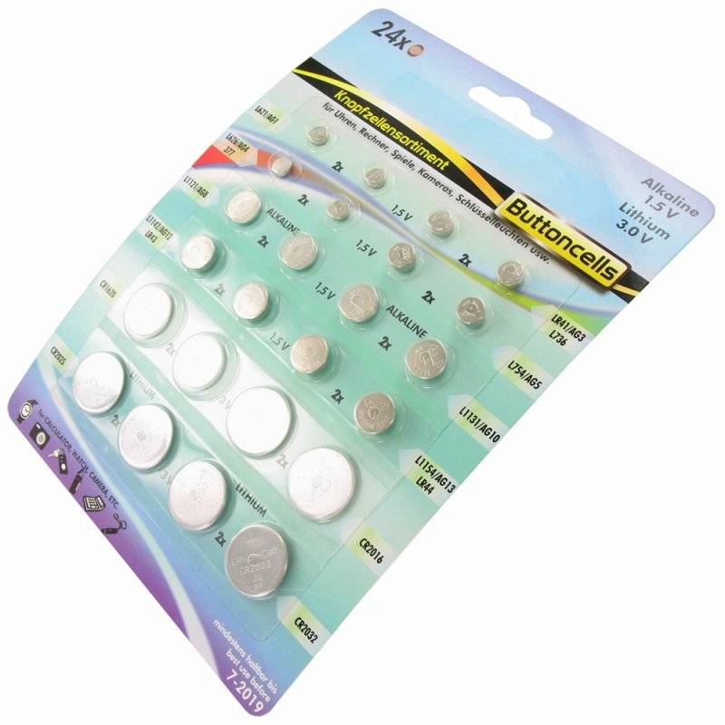 24 Alkaline und Lithium Knopfzellen Batterien sortiert im Set