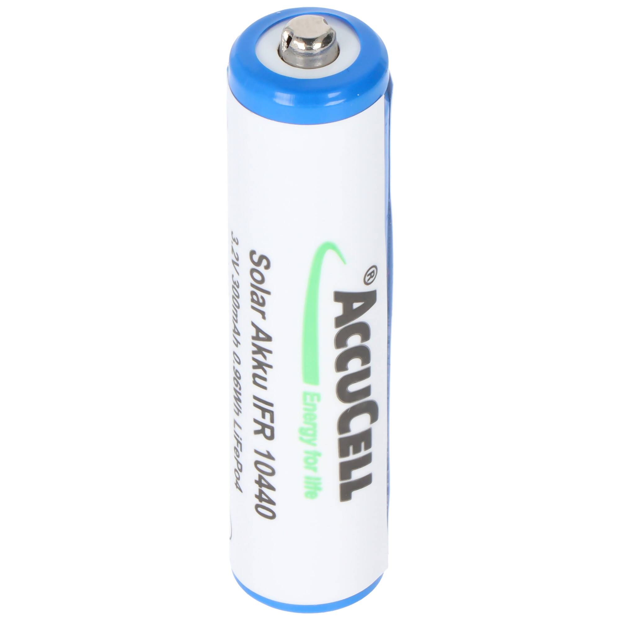3,2 Volt Solar Akku Lithium IFR 10440 200mAh LiFePo4 Akku, 3,2 Volt Akku AAA Solar mit Kopf ungeschützt 44,1 x 10,1mm