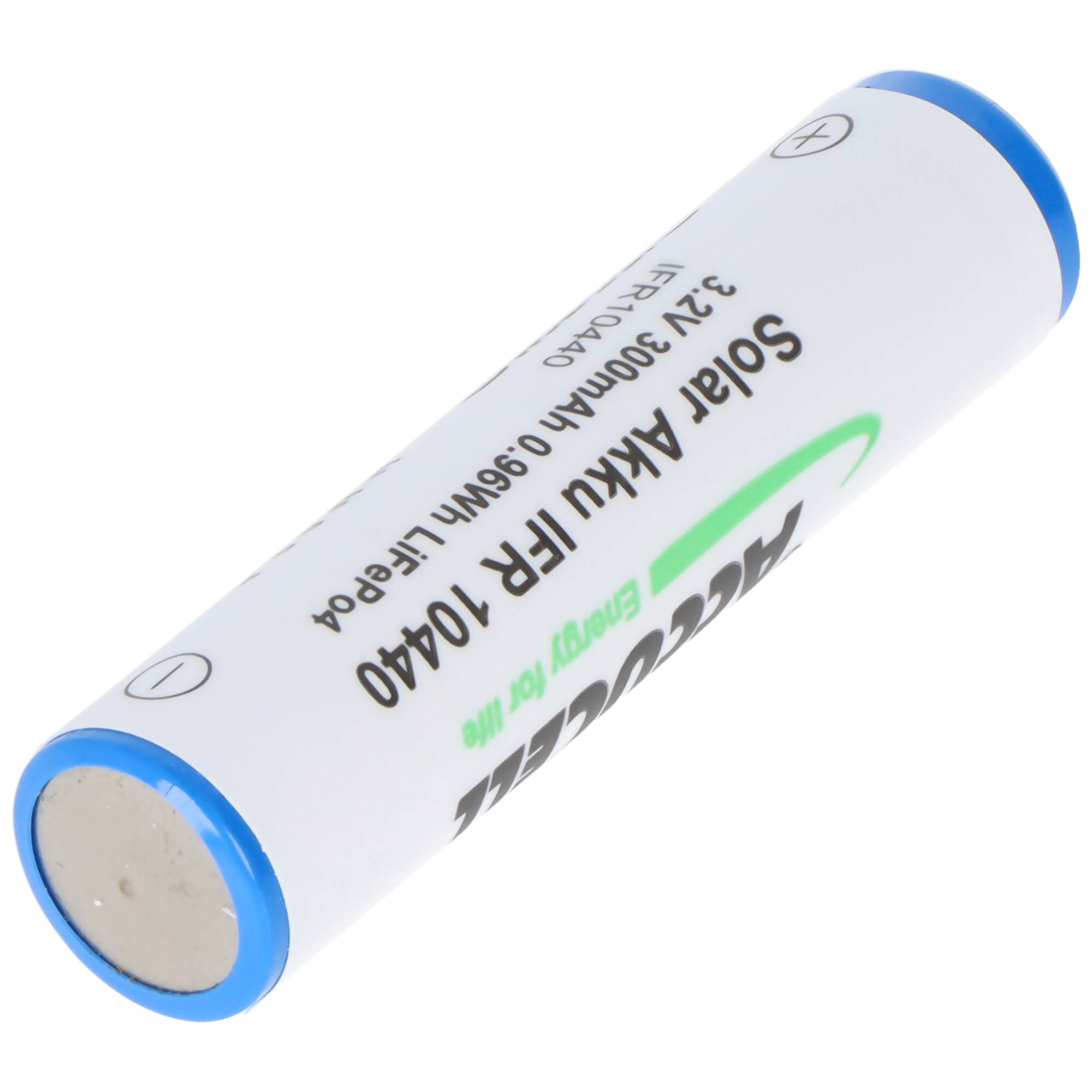 3,2 Volt Solar Akku Lithium IFR 10440 300mAh LiFePo4 Akku, 3,2 Volt Akku AAA Solar mit Kopf ungeschützt 44,1 x 10,1mm
