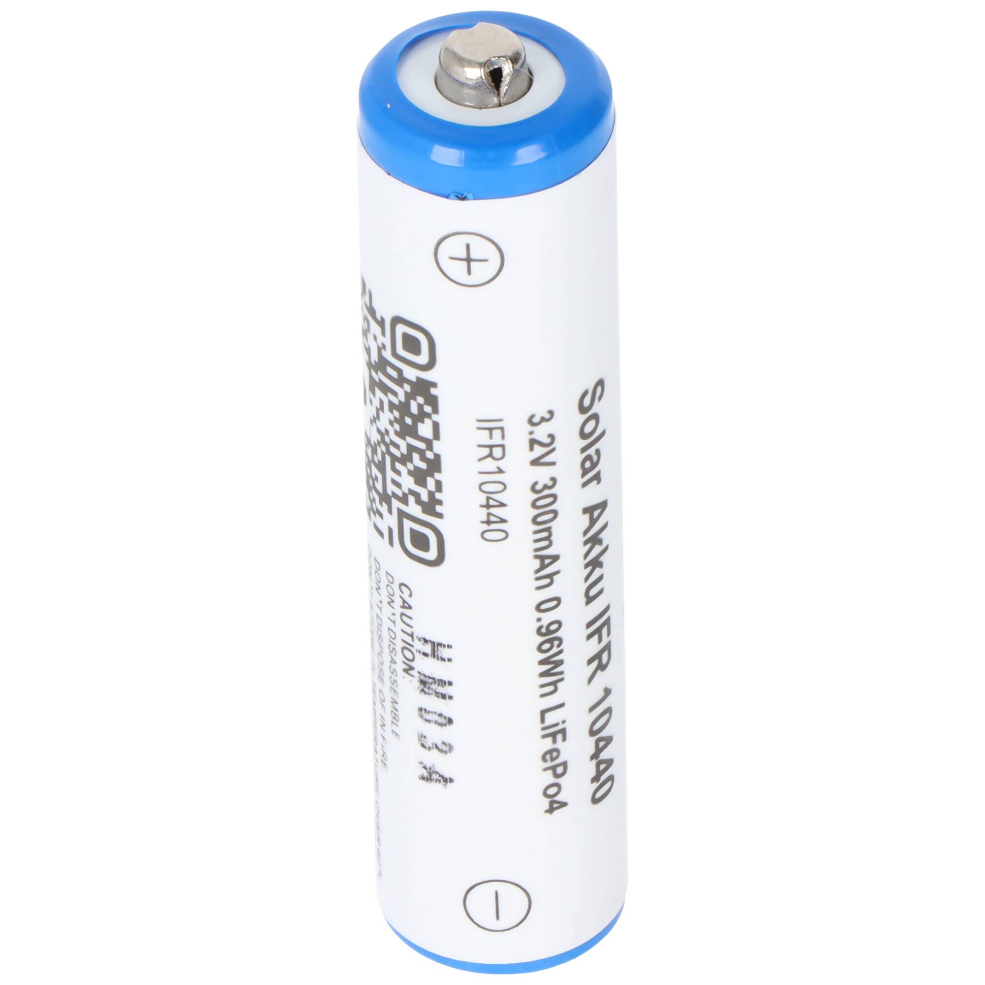 3,2 Volt Solar Akku Lithium IFR 10440 200mAh LiFePo4 Akku, 3,2 Volt Akku AAA Solar mit Kopf ungeschützt 44,1 x 10,1mm