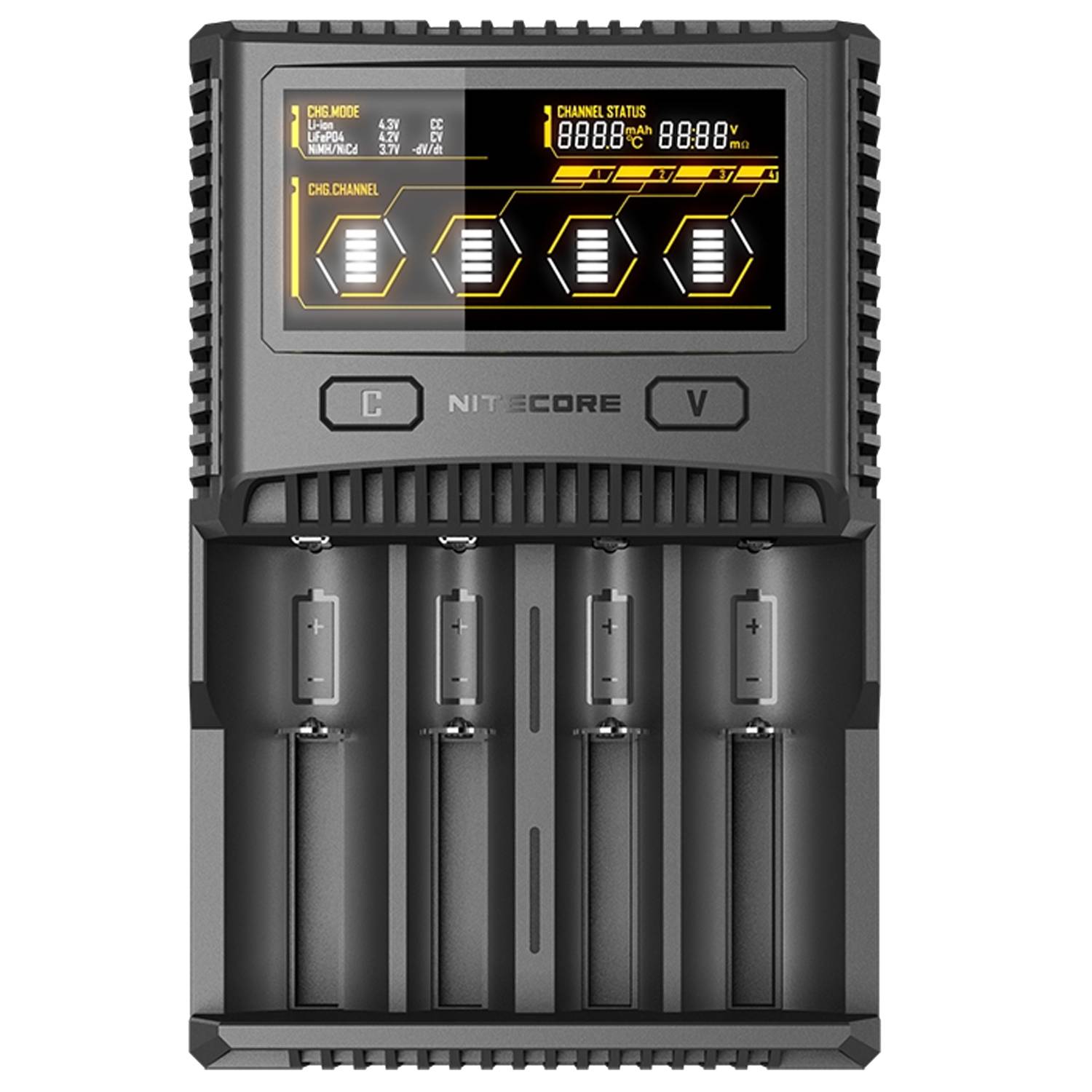 Nitecore SC4 Schnell-Ladegerät passend für fast alle Li-Ion, NiMH und LiFEPO4 Akku
