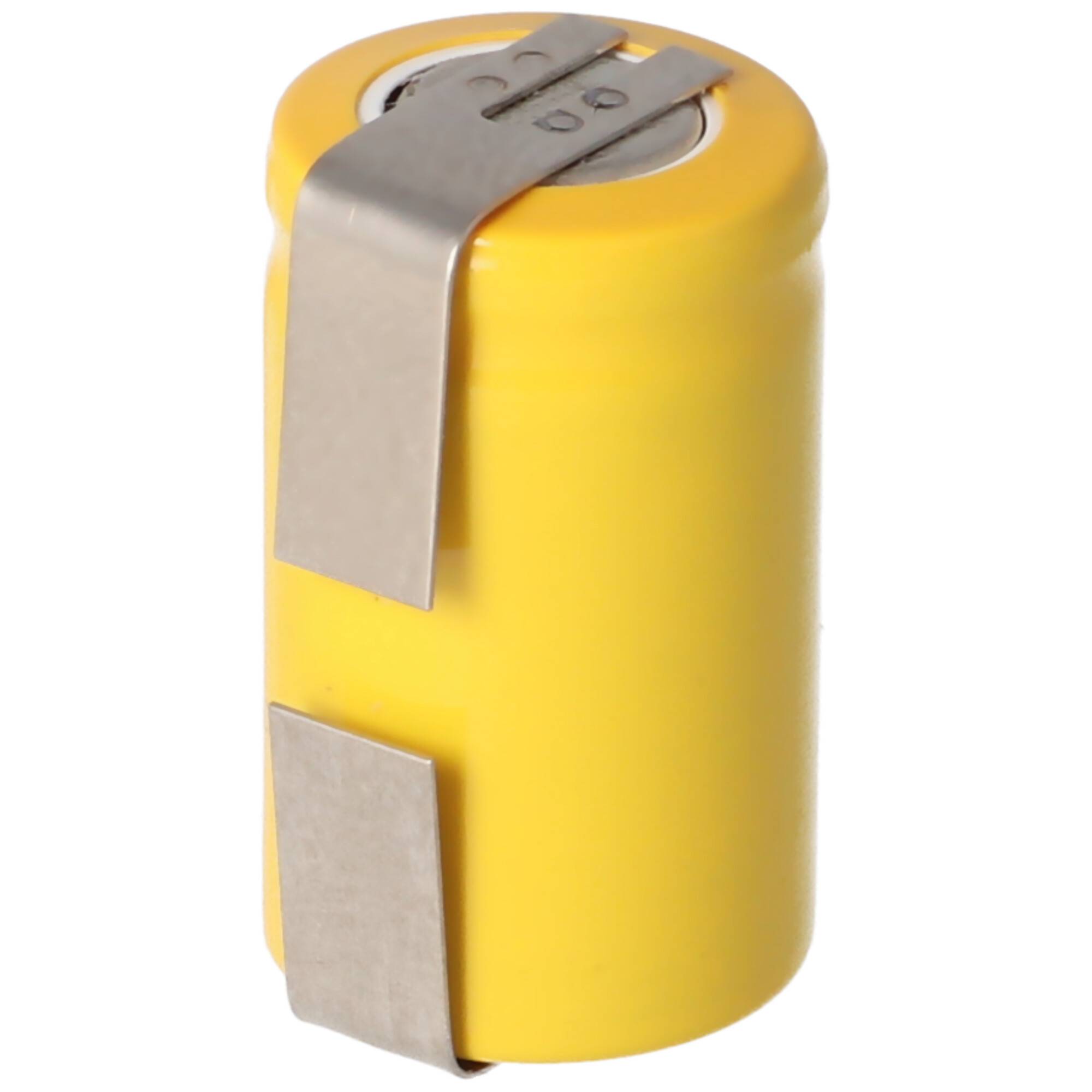 1/2AA Akku mit 1,2 Volt Spannung und 600mAh Kapazität mit Lötfahnen U-Form, 25,5 x 14,5 mm