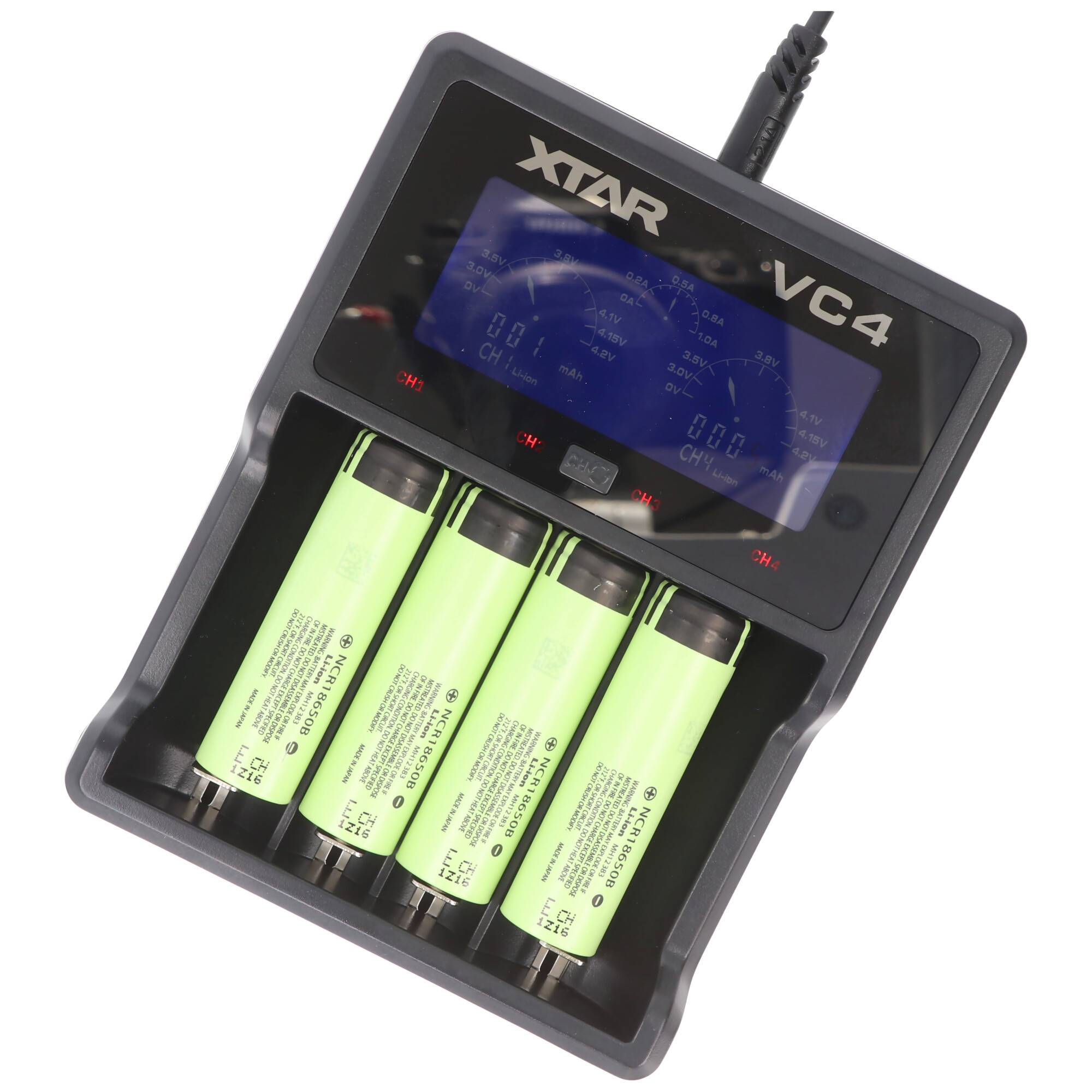 4x Panasonic 18650 Li-Ion Akku und 4fach Li-Ion Schnell-Ladegerät