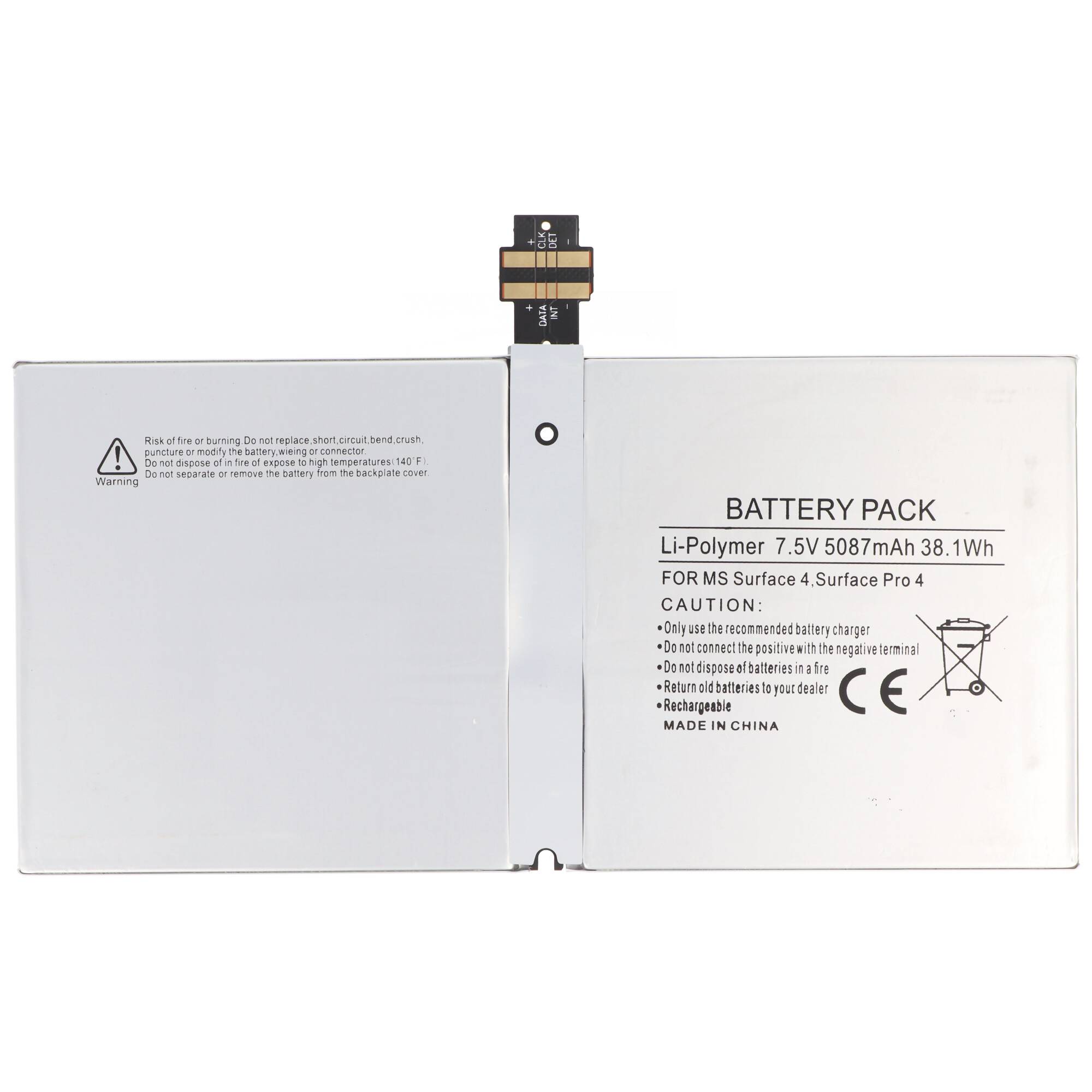 Akku passend für Microsoft Surface 4, Surface Pro 4, 1724 Akku DYNR01, G3HTA027H, 5087mAh, 7.5V, 39.1Wh