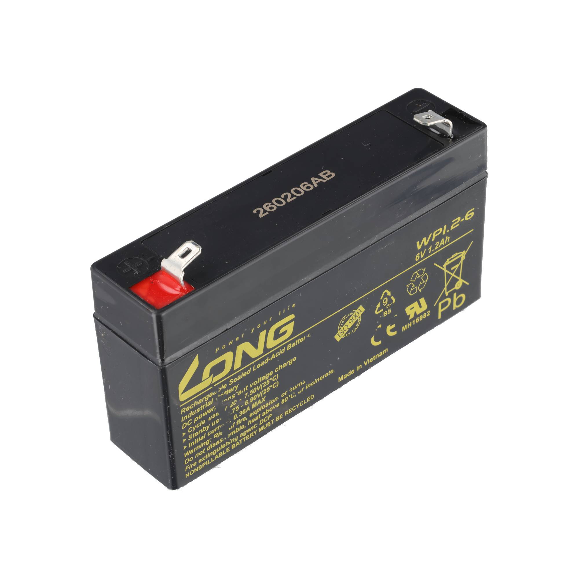 Kung Long WP1.2-6 Blei Akku 6 Volt 1.2Ah mit Faston 4,8mm Steckkontakt
