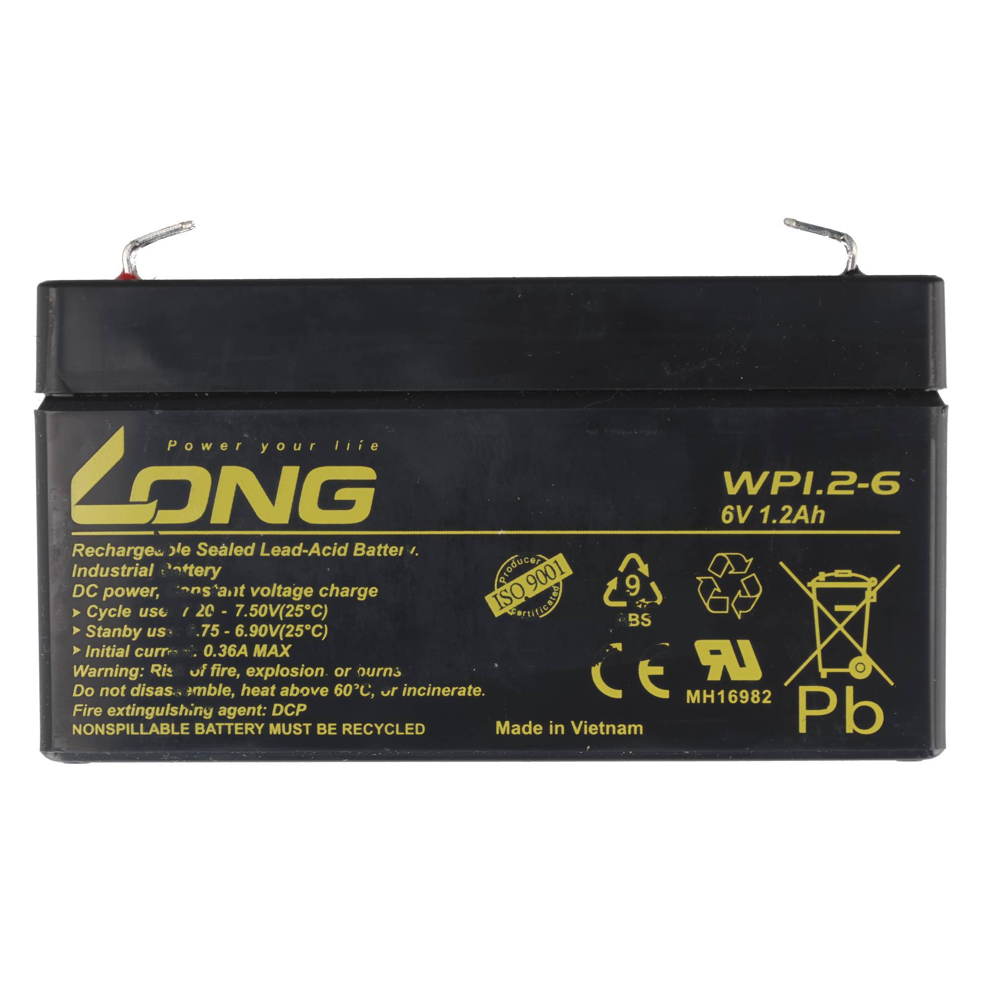 Kung Long WP1.2-6 Blei Akku 6 Volt 1.2Ah mit Faston 4,8mm Steckkontakt