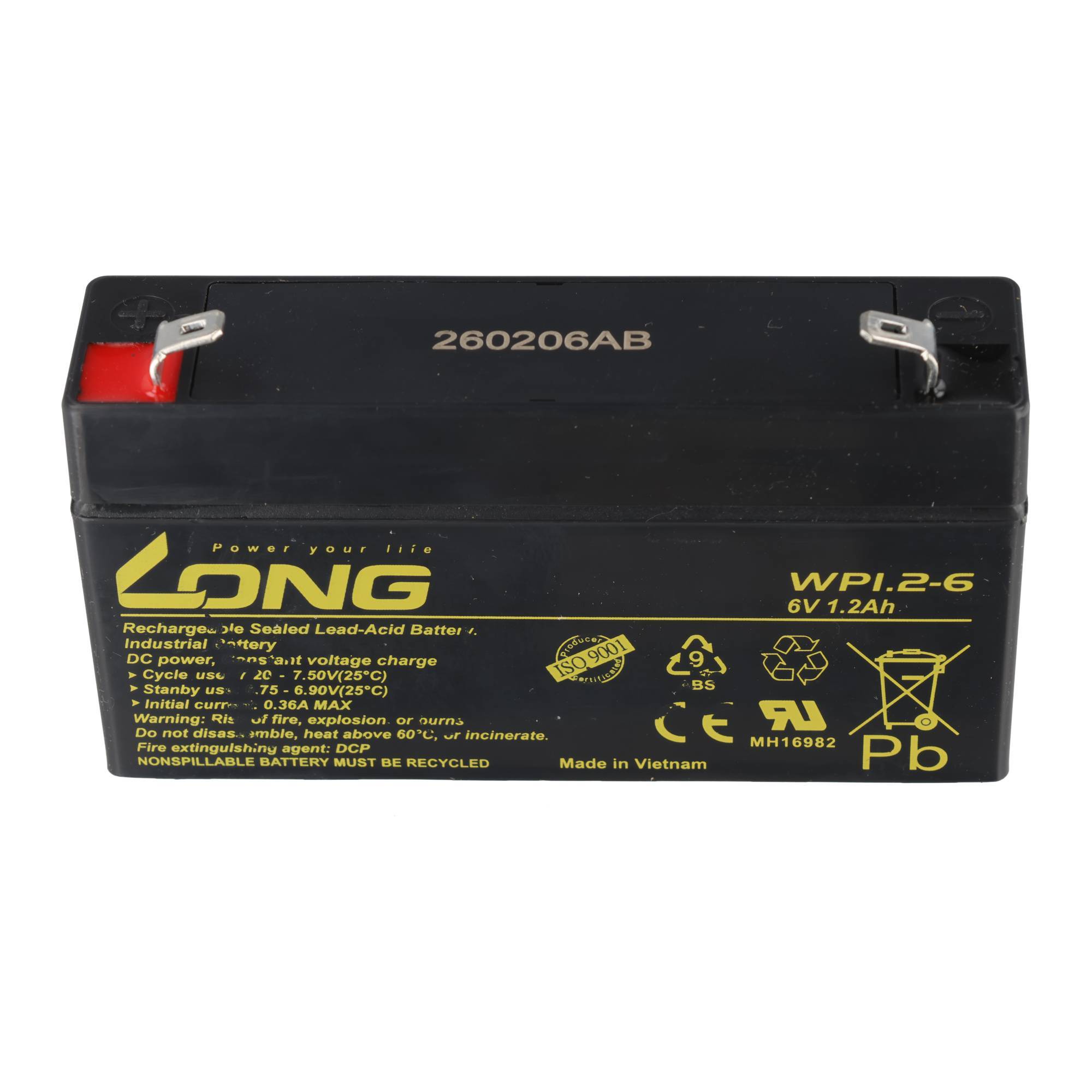 Kung Long WP1.2-6 Blei Akku 6 Volt 1.2Ah mit Faston 4,8mm Steckkontakt