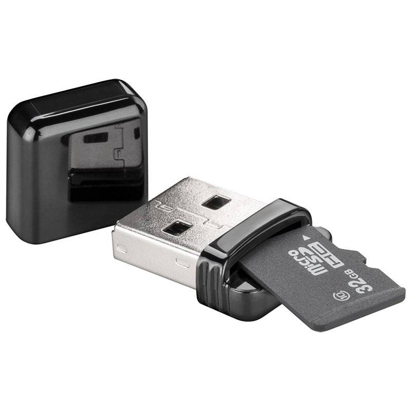 Kartenlesegerät USB 2.0 zum Lesen von Micro SD Speicherkartenformaten, liest Micro SD, Micro SDHC, Micro SDXC und T-Flas