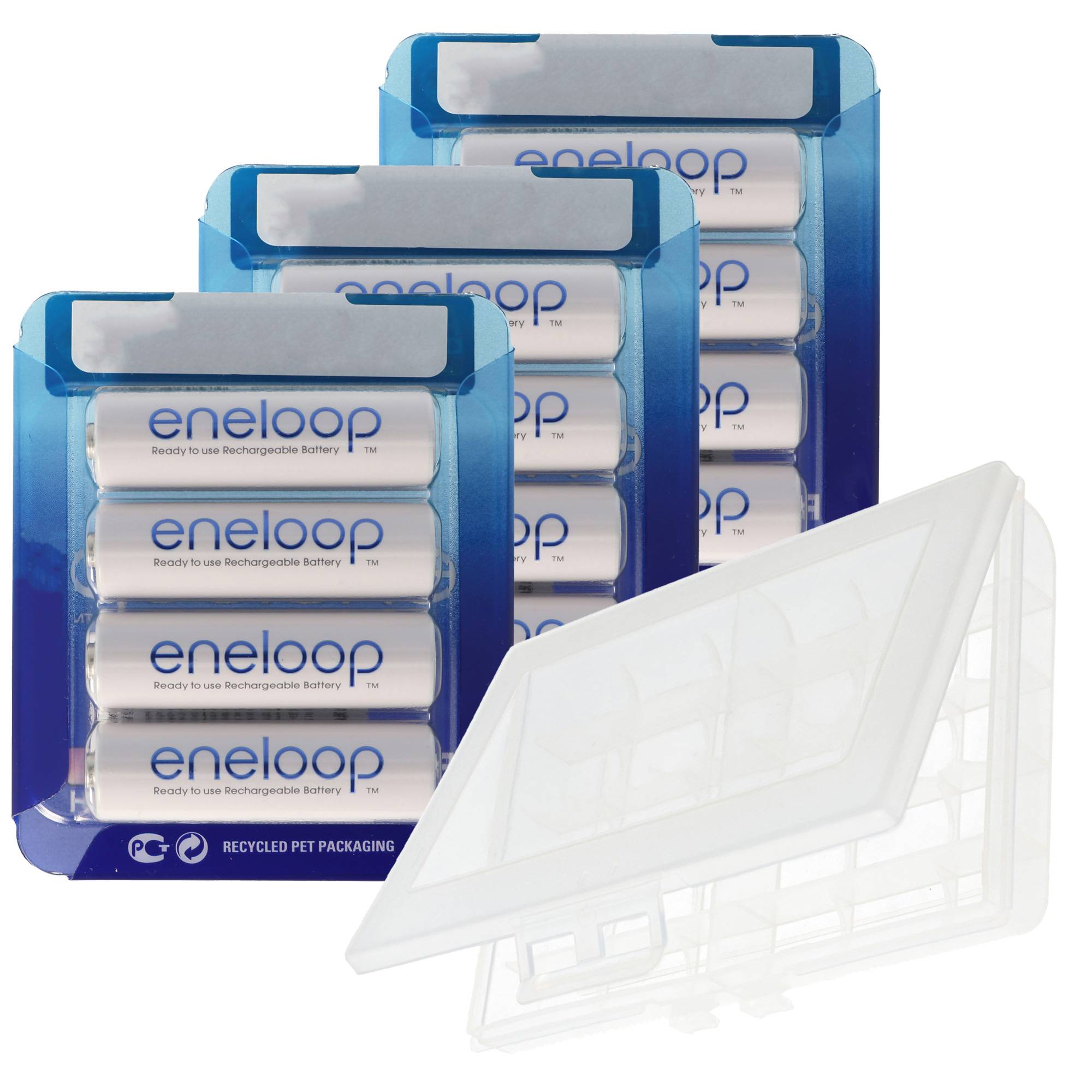 12er Panasonic eneloop Standard AA, Mignon Akkus, neueste Generation, max. 2000mAh, 2100 Ladezyklen mit AccuCell BOX10 A