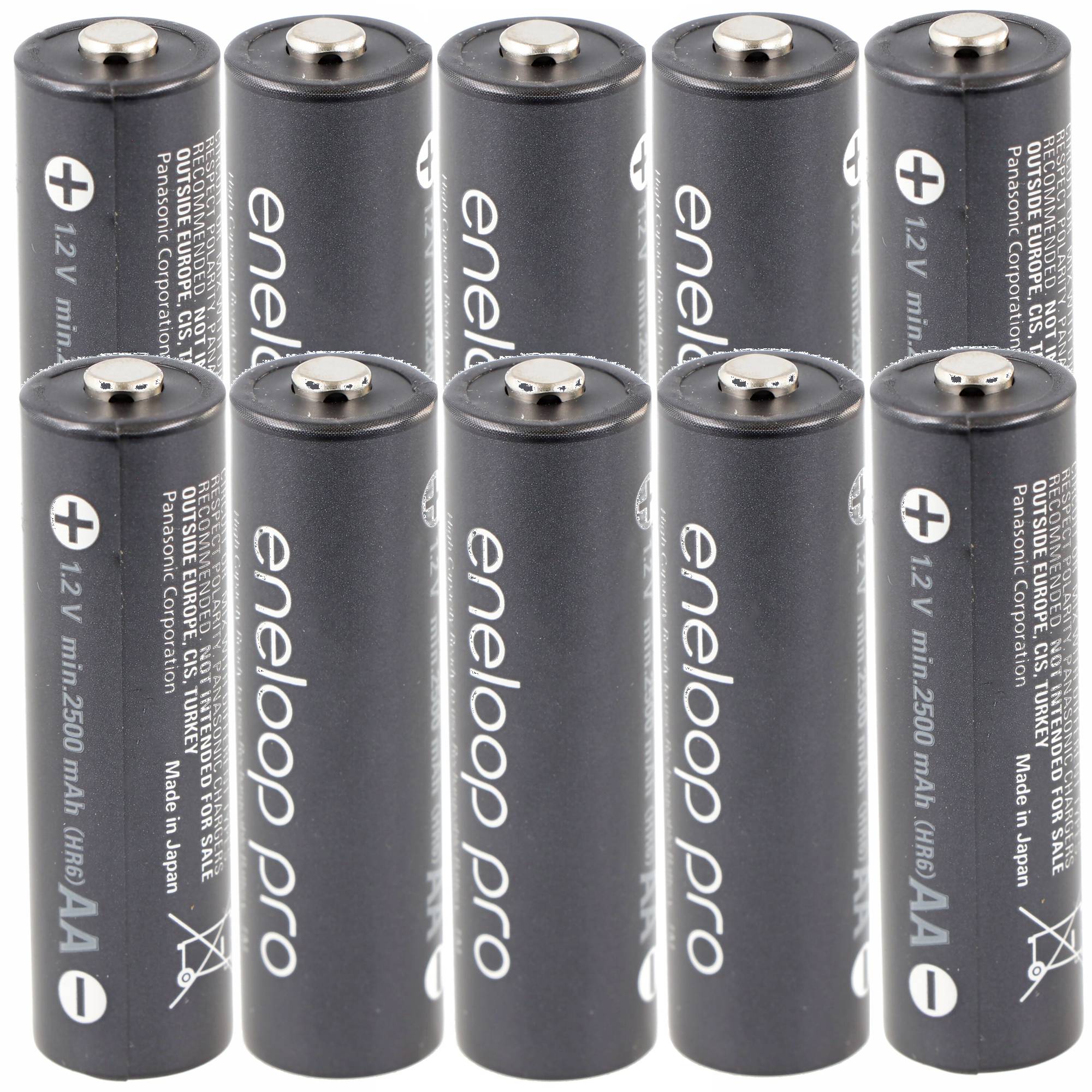 10 Panasonic eneloop Pro NiMH Akku, AA Mignon, 2500mAh mit extrastarker Leistung und AccuCell AccuSafe