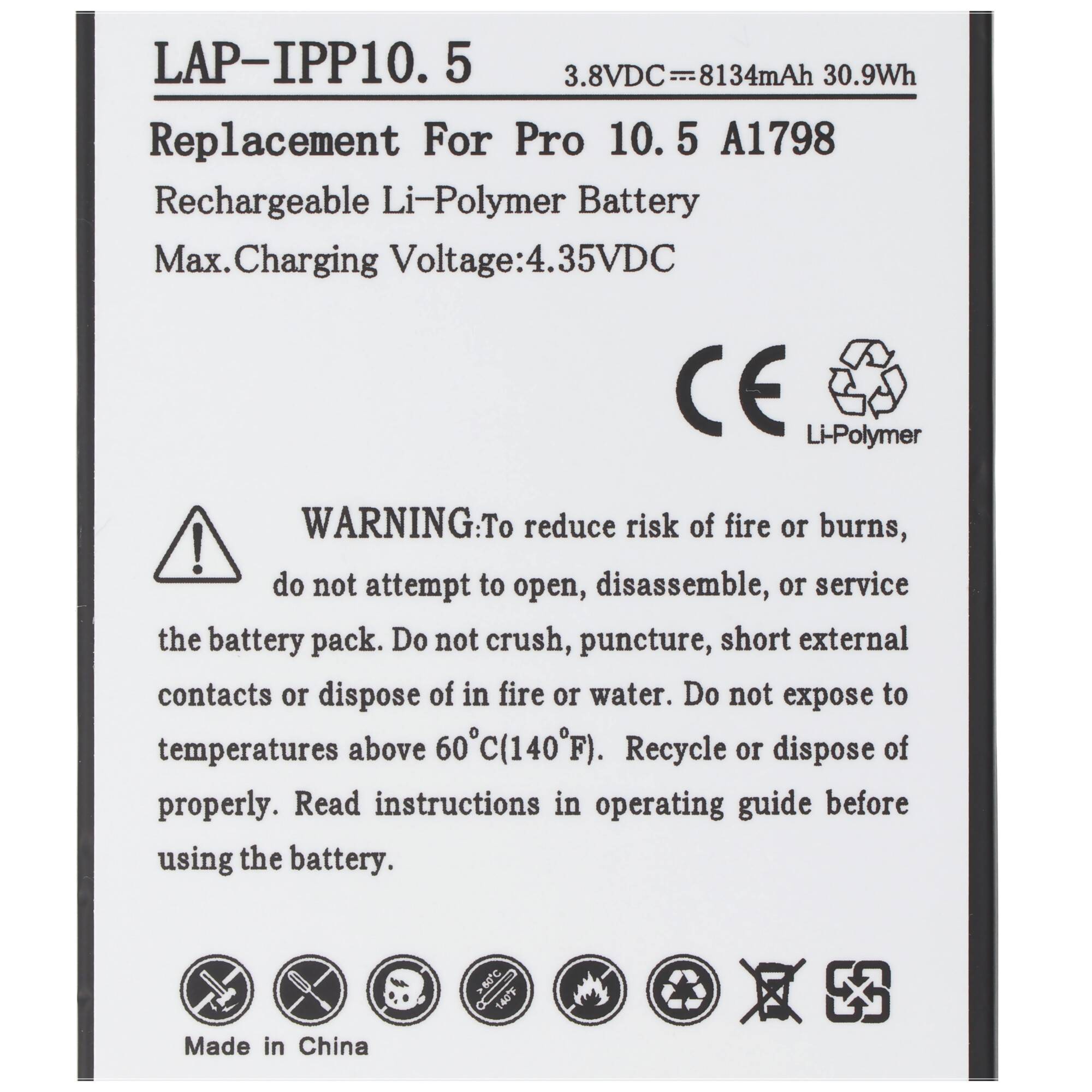 Akku passend für den Apple iPad Pro 10.5 2017 Akku A1798, A1701, A1709, A1852