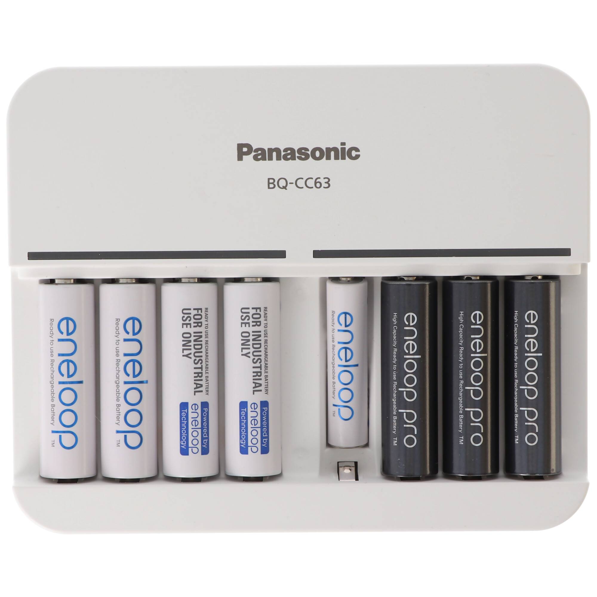 Panasonic eneloop bk-4mcc 8 Stück AAA Micro Akkus, 8fach eneloop Standard Schnell-Ladegerät und AccuCell Akkubox AAA/AA