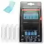 Panasonic eneloop Ladegerät BQ-CC65 inkl. LCD-Display, 4 eneloop Standard AAA Micro und AccuCell Akkubox Blue Panasonic eneloop Ladegerät BQ-CC65 inkl. LCD-Display, 4 eneloop Standard AAA Micro und AccuCell Akkubox Blue