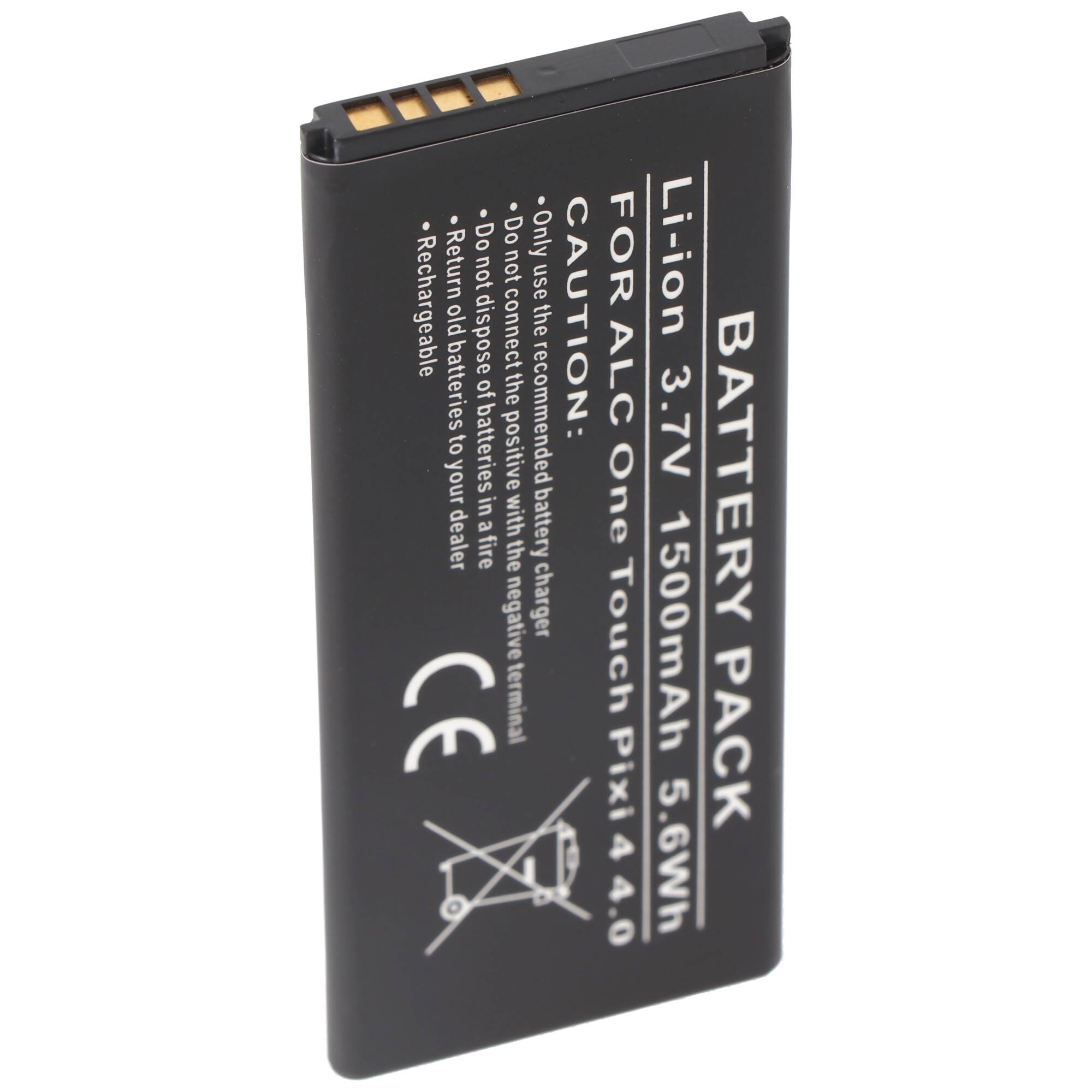 Schwarzes wiederaufladbares Lithium-Ionen-Akkupaket mit der Beschriftung „Li-ion 3,7V 1500mAh 5,6Wh