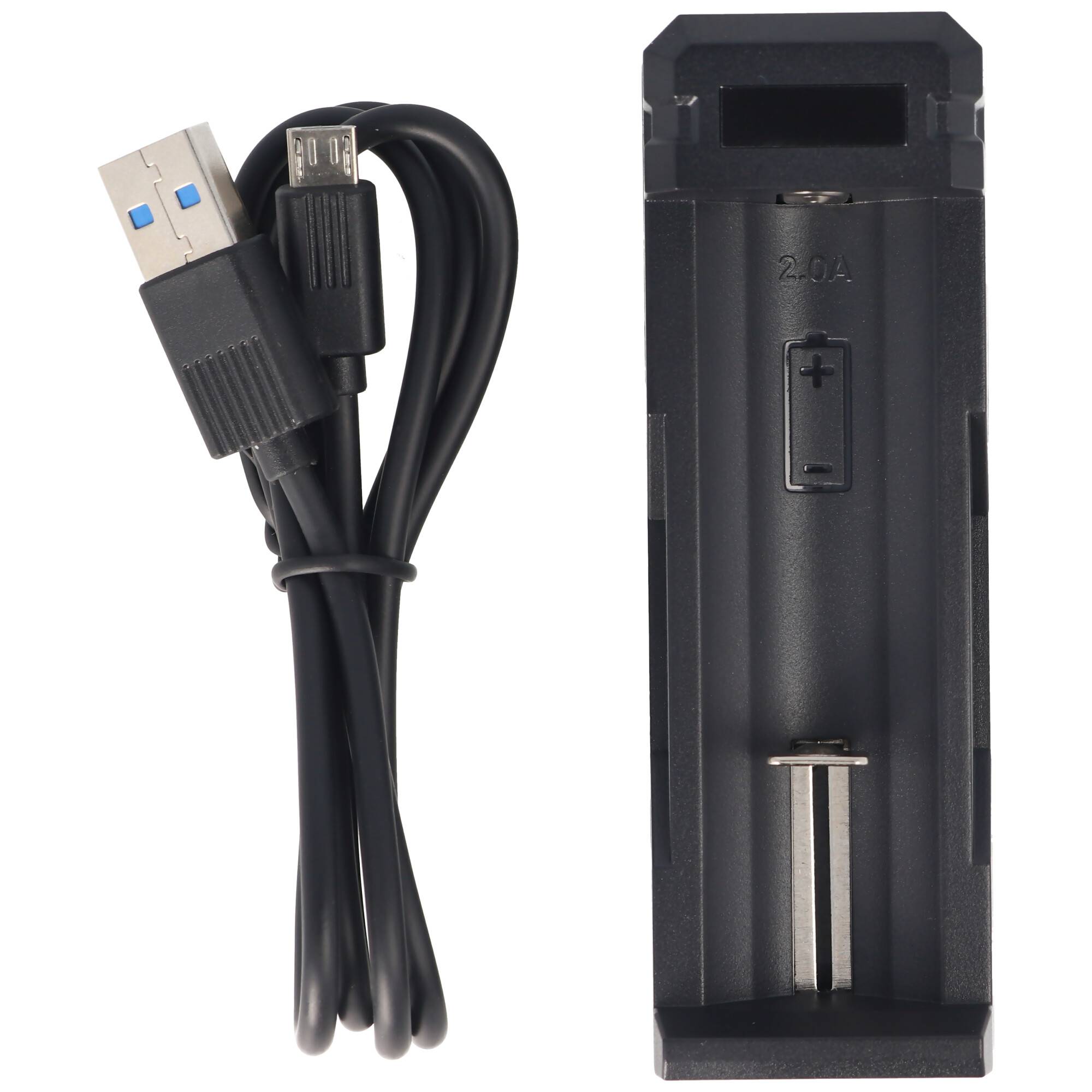 Panasonic 18650 Li-Ion Akku mit 3400mAh und Schutzschaltung und Schnell-Ladegerät