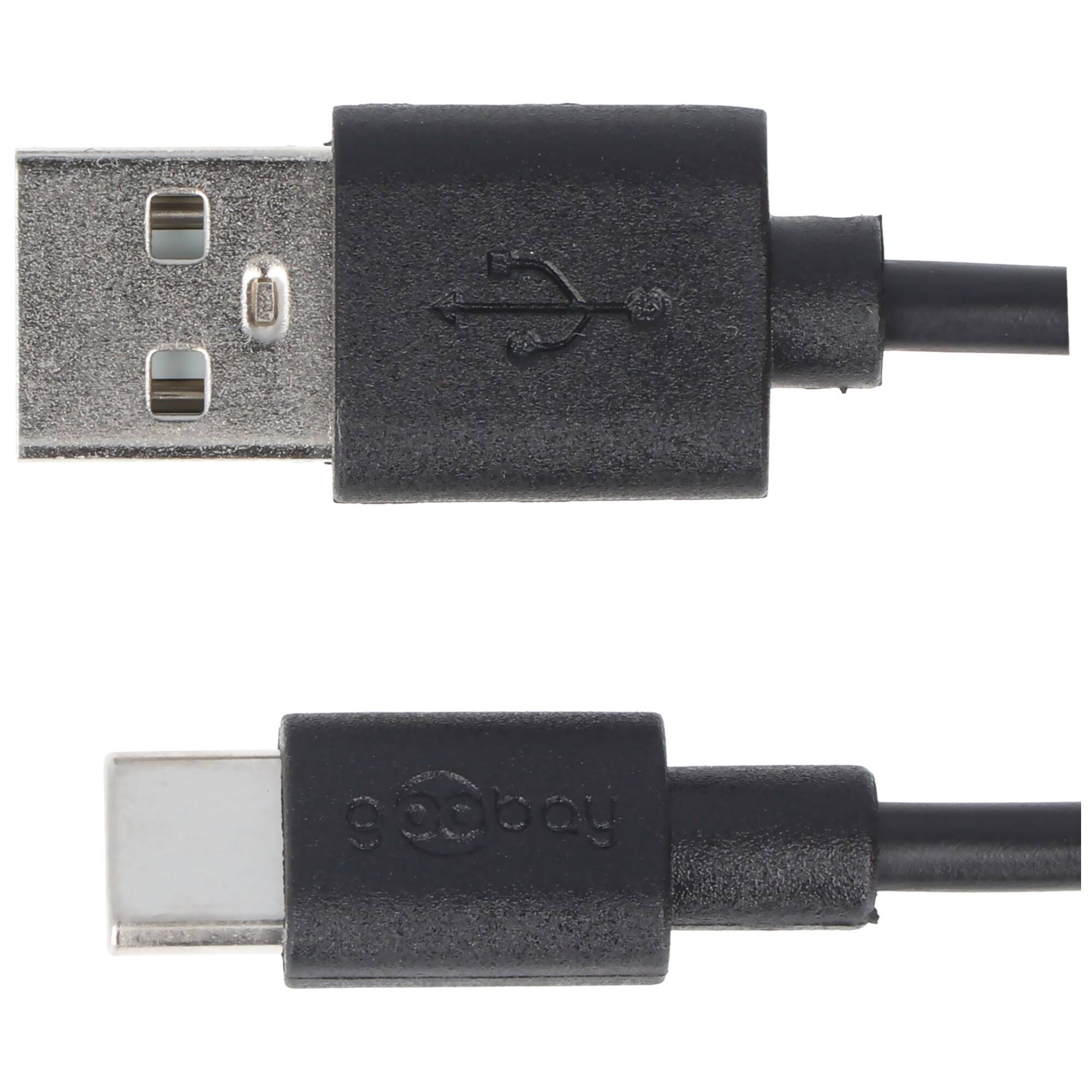 USB-C Lade- und Synchronisationskabel für alle Geräte mit USB-C Anschluss, 0,5 Meter Schwarz