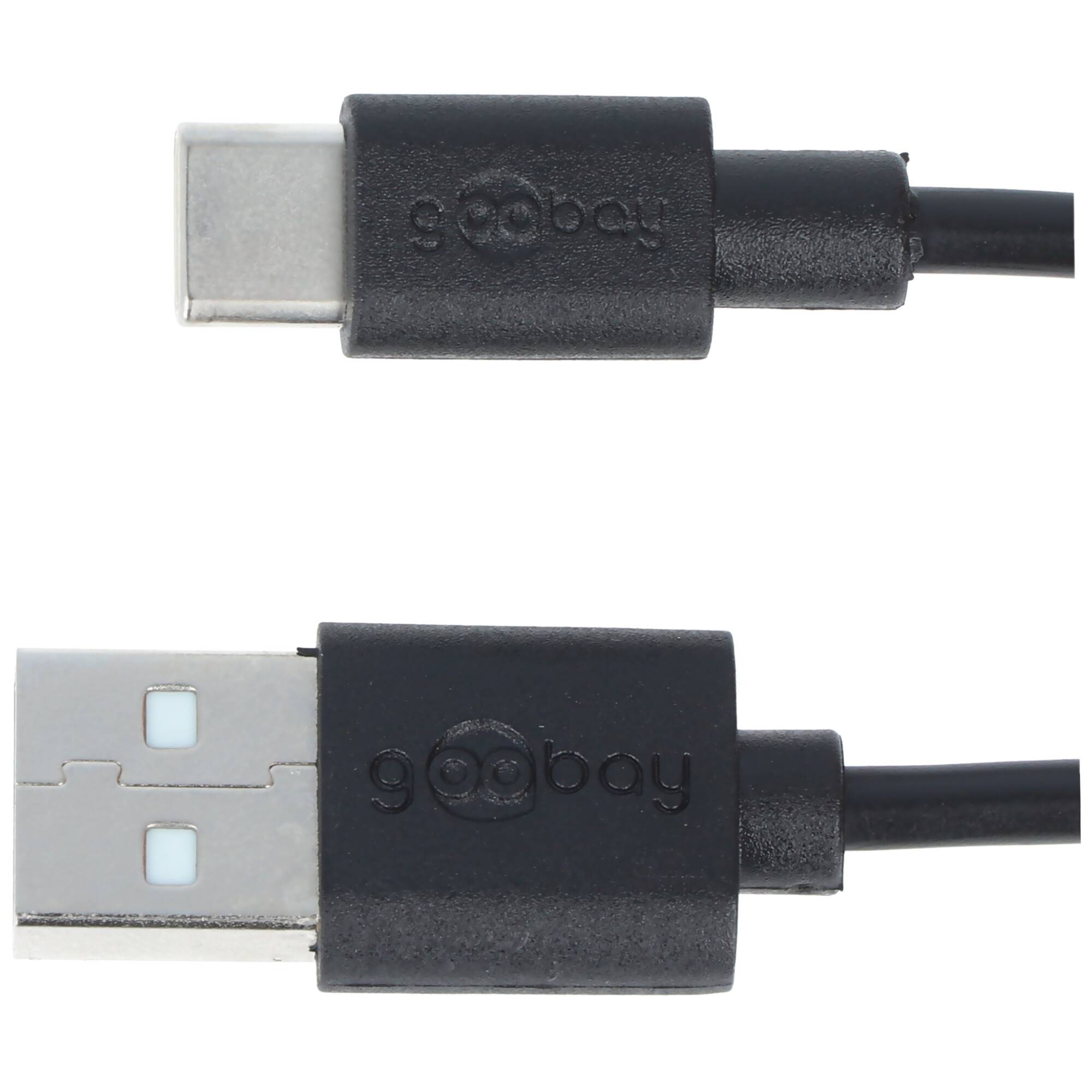 USB-C Lade- und Synchronisationskabel für alle Geräte mit USB-C Anschluss, 0,5 Meter Schwarz