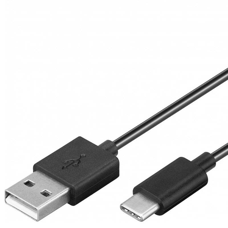 USB-C Lade- und Synchronisationskabel für alle Geräte mit USB-C Anschluss, 1 Meter Schwarz