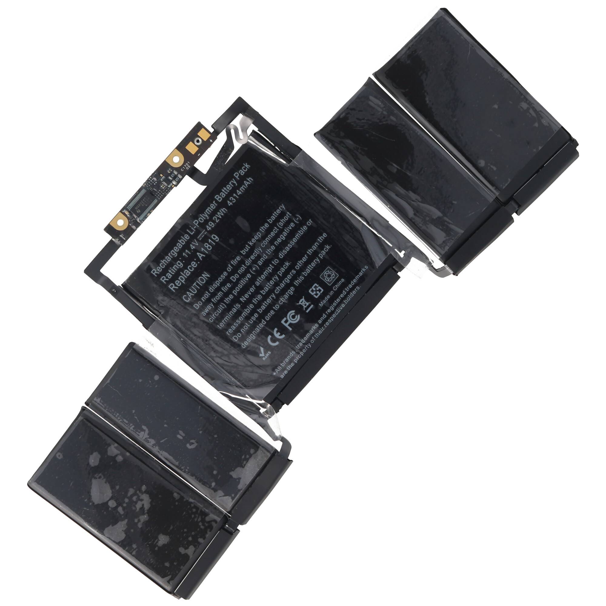 Akku passend für Apple Macbook Pro 13" A1706 Retina 2016 Akku A1819, ca. 226x105x5mm