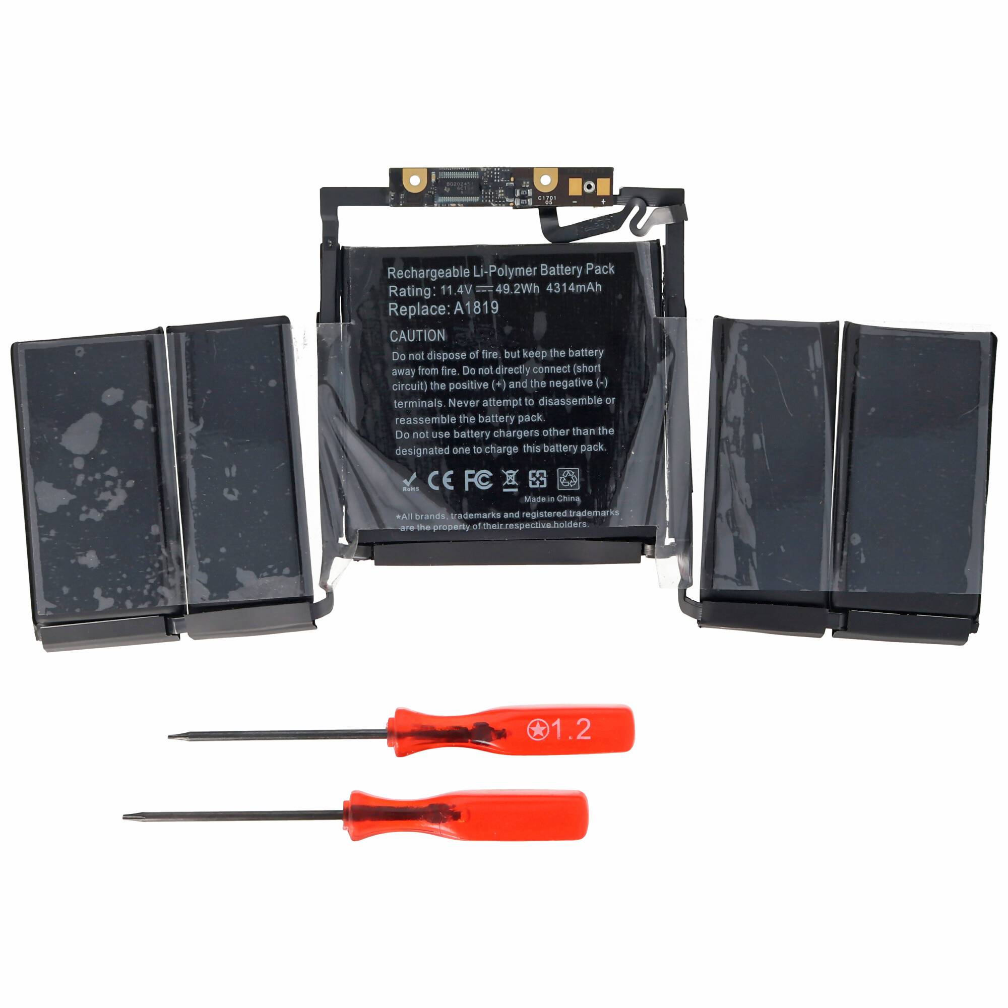 Akku passend für Apple Macbook Pro 13" A1706 Retina 2016 Akku A1819, ca. 226x105x5mm