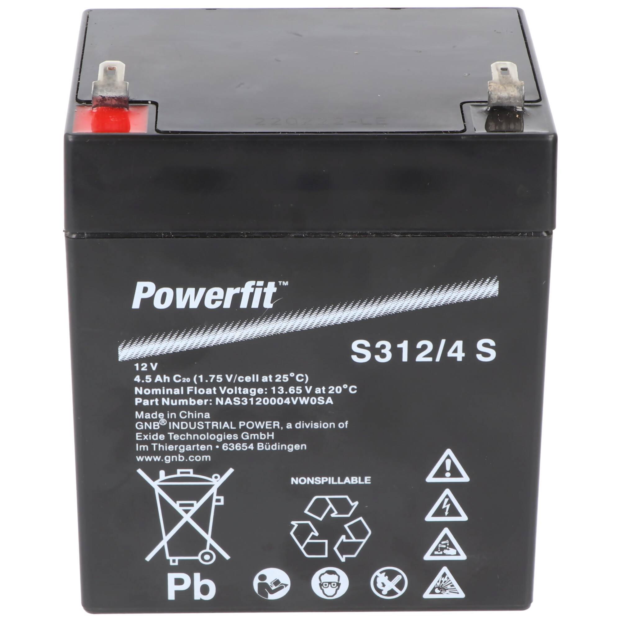 Exide Powerfit S312/4 S Blei Akku, Anschluss 4,8mm