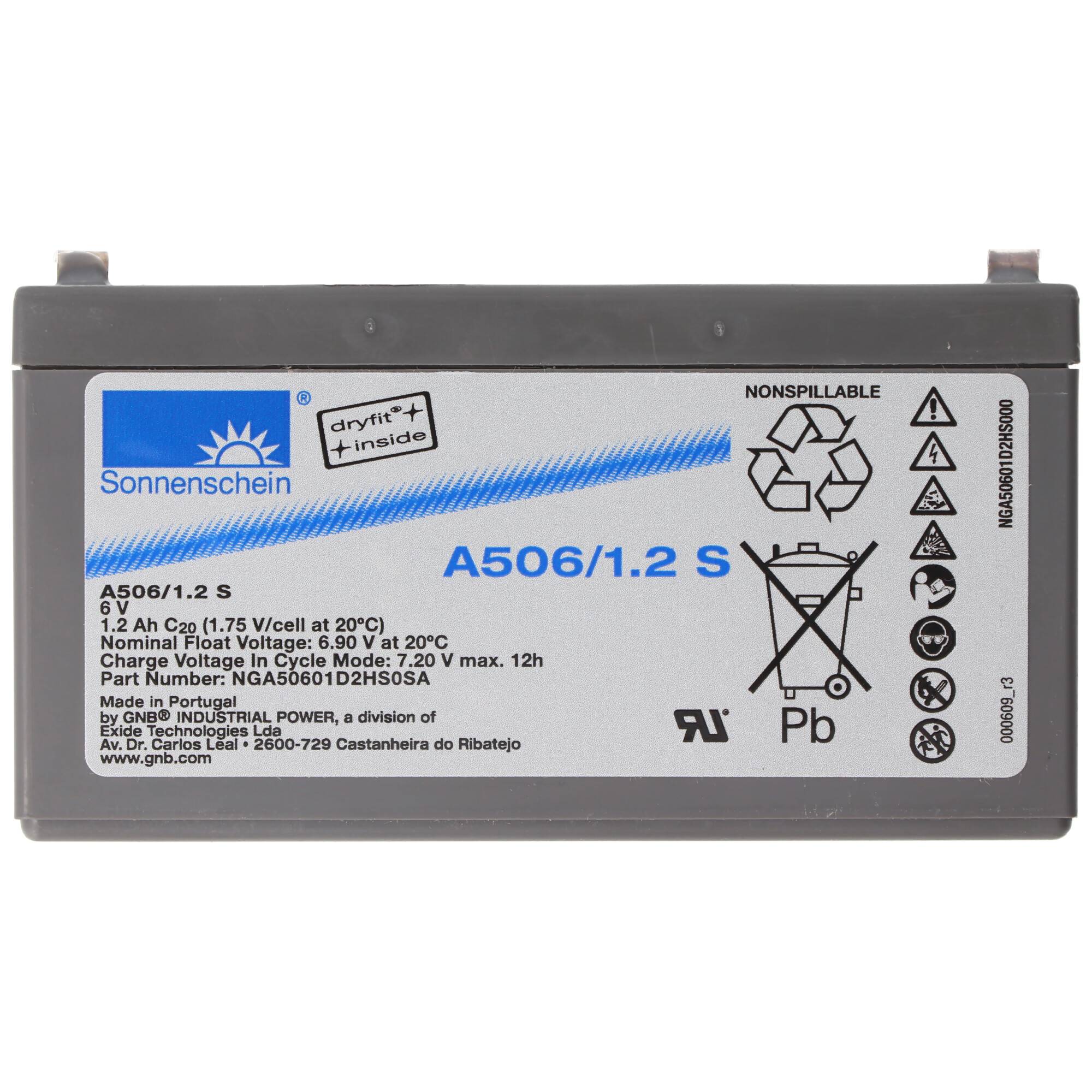 Sonnenschein Dryfit A506/1.2 S Blei Akku, Anschluss 4,8mm