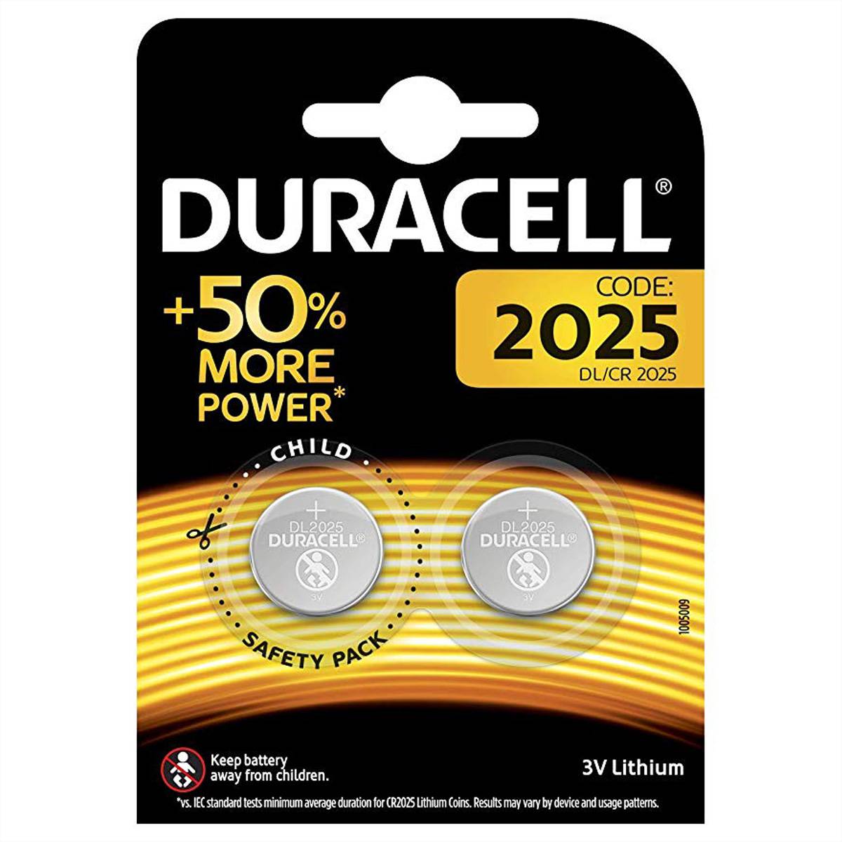 DURACELL Knopfzelle CR2025-2, 2er Pack, Duracell CR2025 3V Batterie Knopfzelle Lange Lager- und Gebrauchsfähigkeit Span