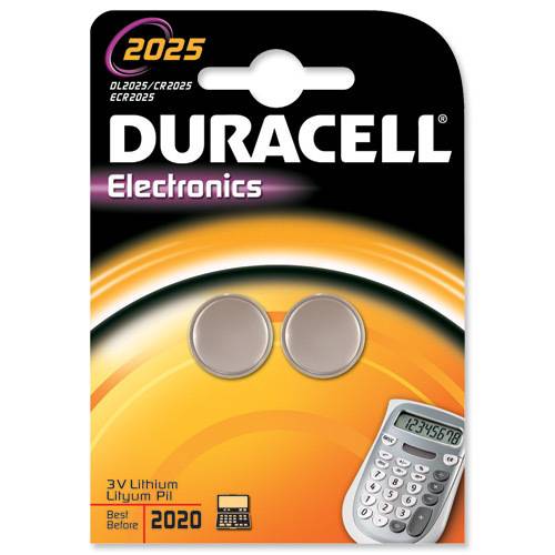 Duracell Knopfzelle CR2025 B2 Lithium, Einwegbatterie, CR2025, Lithium, 3 V, 2 Stück(e), Silber