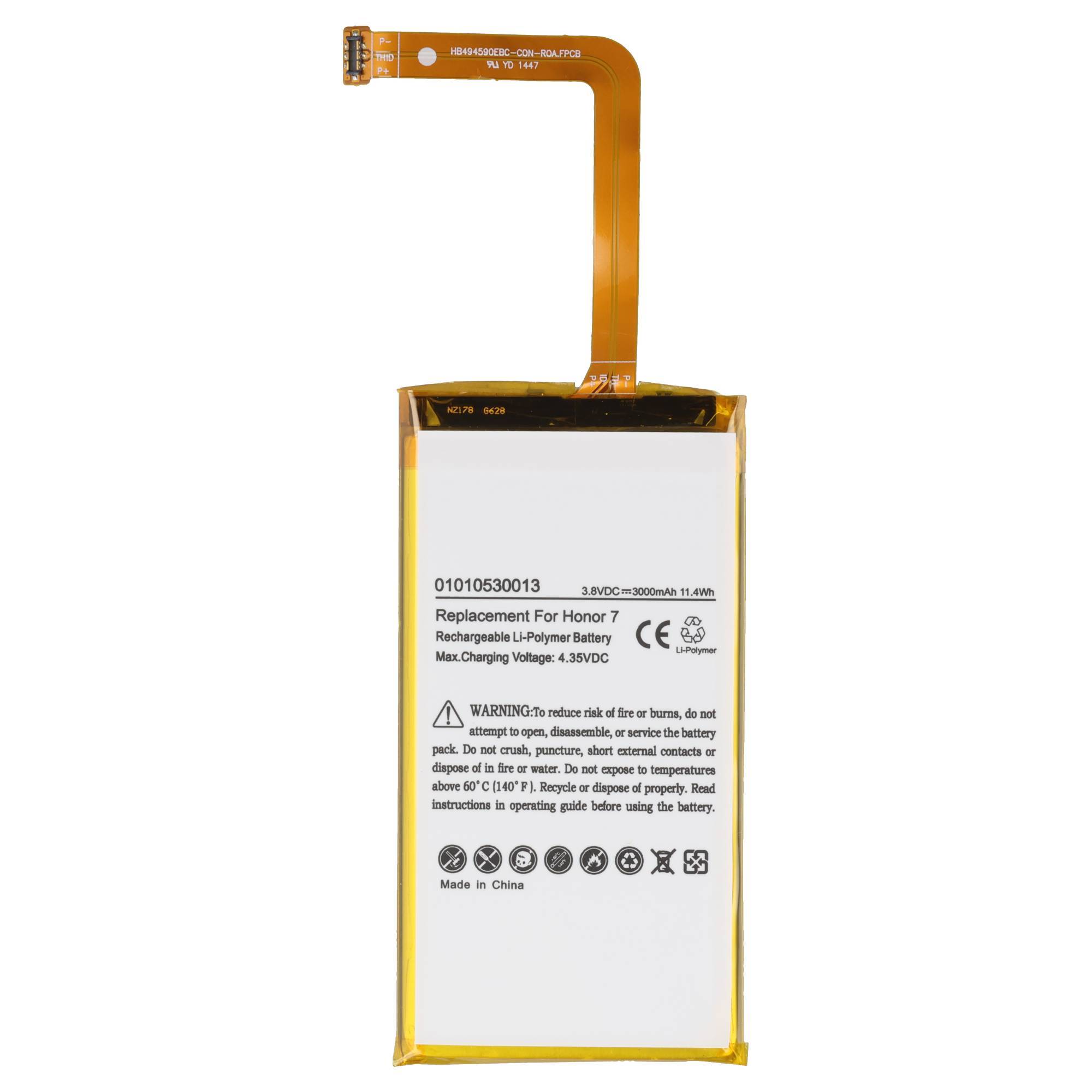Akku passend für Huawei Honor 7, Ascend G628 Akku HB494590EBC mit 3,8 Volt 3000mAh