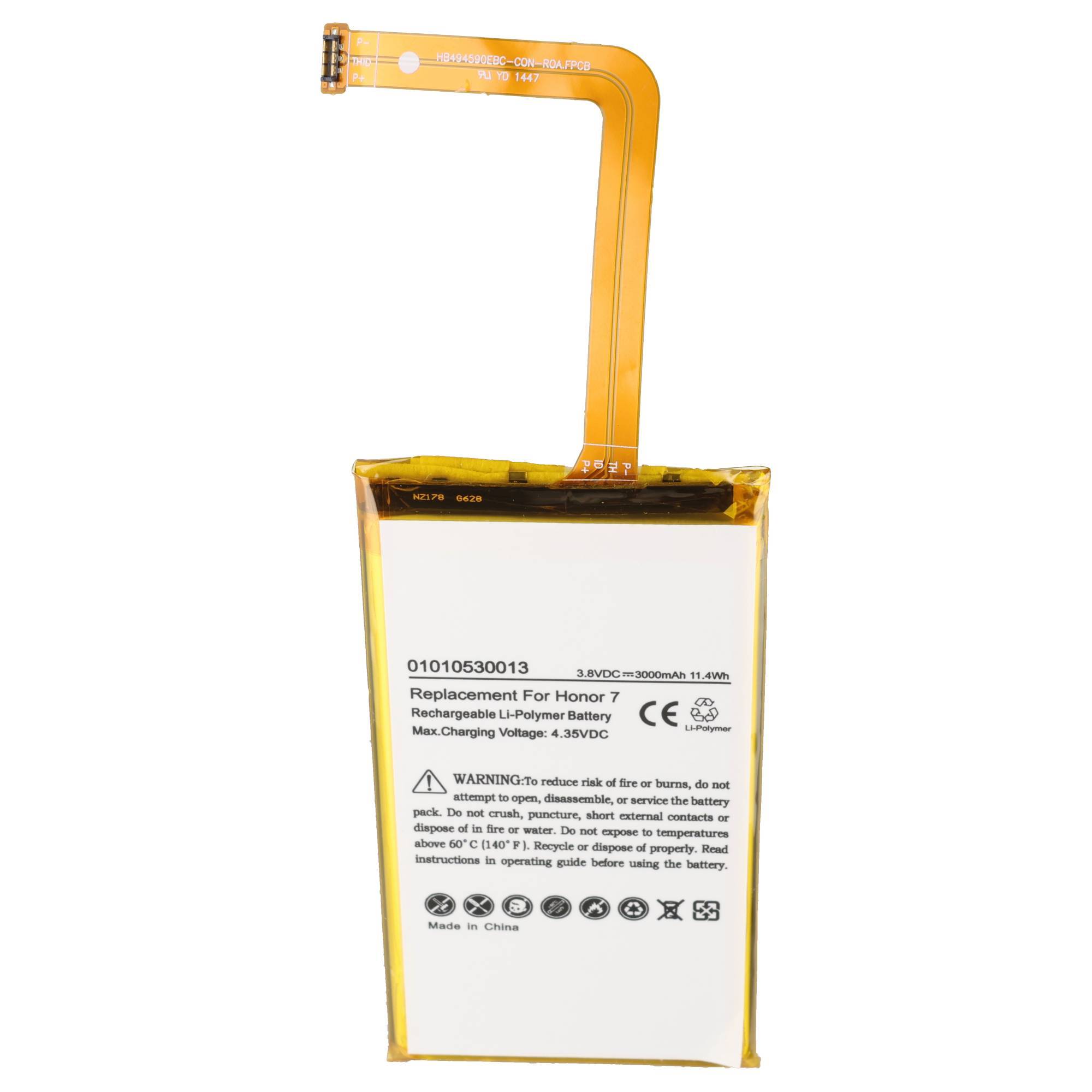 Akku passend für Huawei Honor 7, Ascend G628 Akku HB494590EBC mit 3,8 Volt 3000mAh