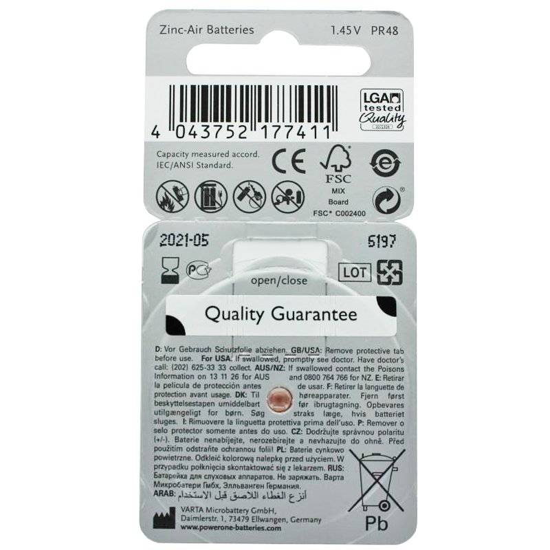 Rayovac Hörgerätebatterie H13MF Nr. 13 PR48 Extra Advanced, 310mAh 6 Stück im Blister