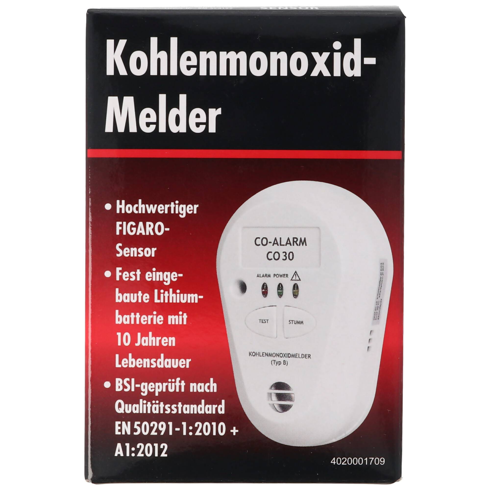 Kohlenmonoxidmelder mit Langzeit-Lithiumbatterie, Lebensdauer ca. 7 Jahre