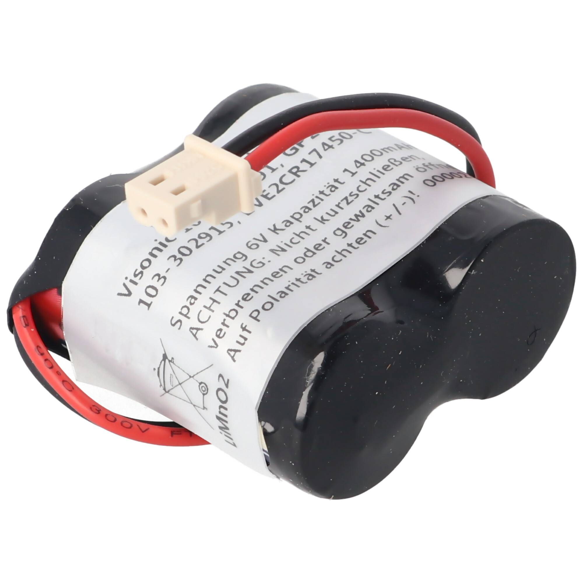 Batterie passend für Visonic 103-302891, 103-302915, GP2CR123A-C Batterie 6 Volt 1400mAh