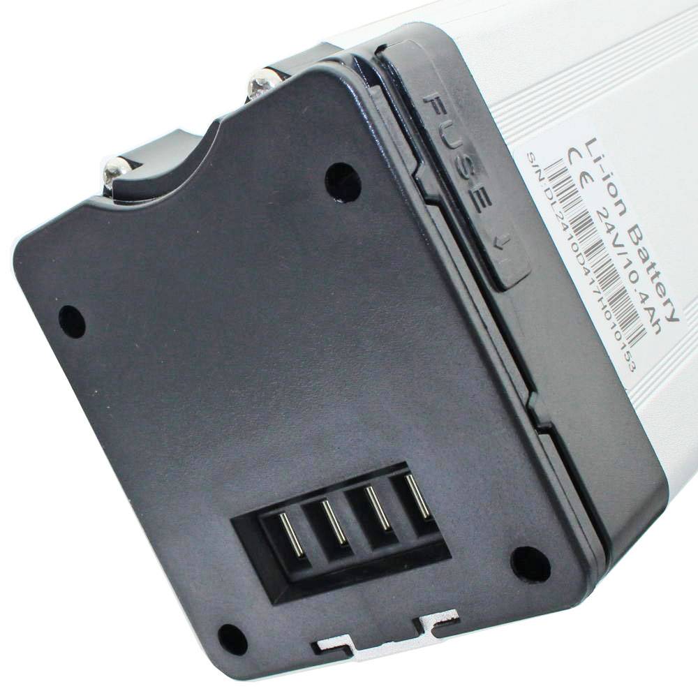 Akku passend für den Prophete E-Bike Akku silber 24 Volt 10,4 Ah inklusive Ladegerät, Abmessungen ca. 380 x 94 x 88 mm