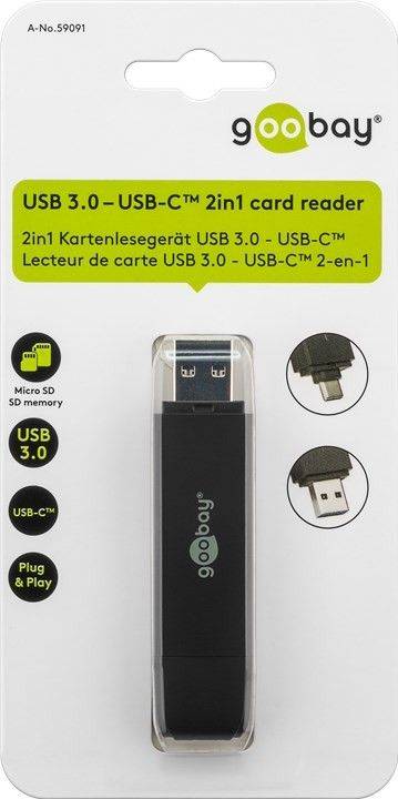 2in1 Kartenlesegerät USB 3.0 - USB-C™ - liest SDXC, SDHC, microSD, SD Speicherkarten