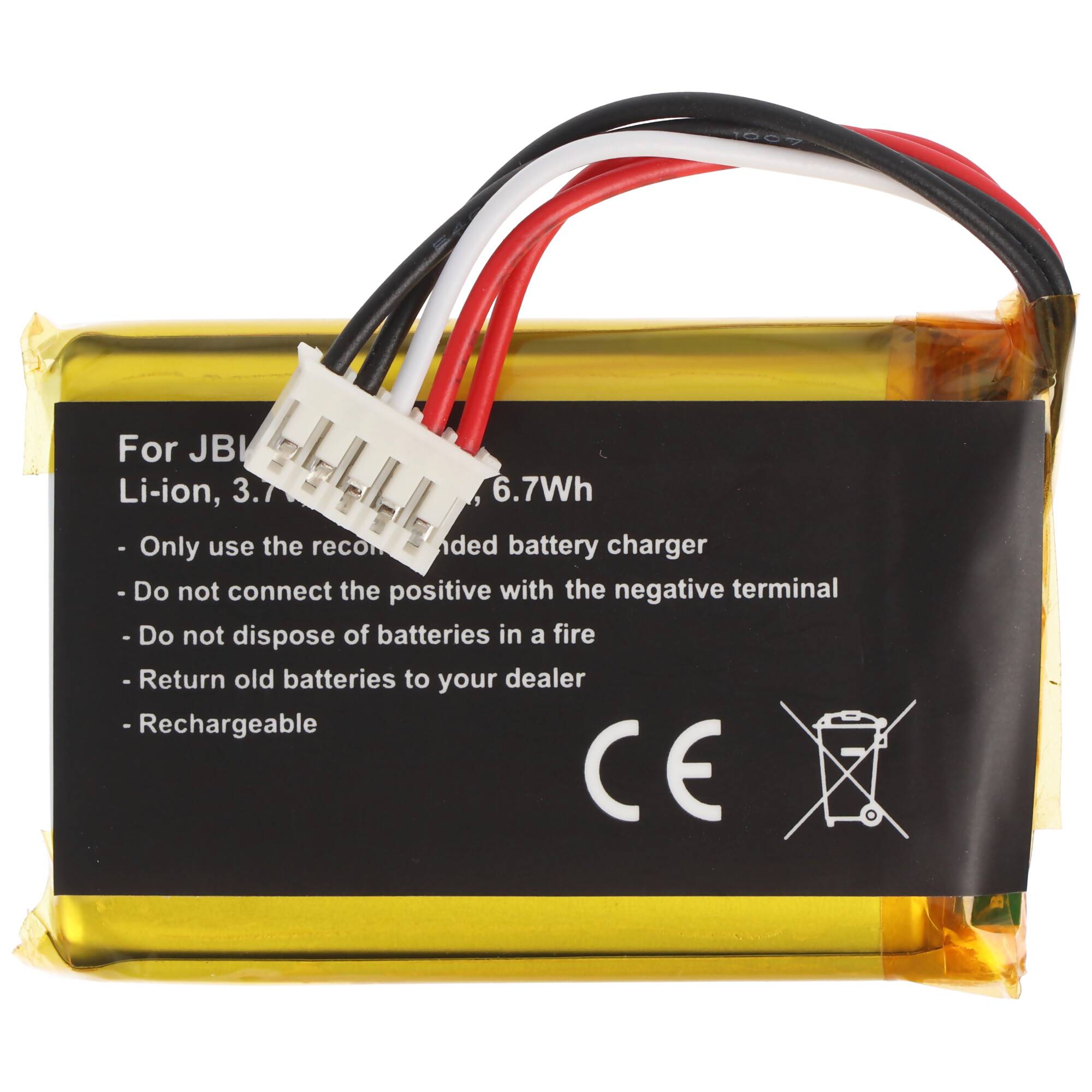 Akku passend für JBL Charge Flip 2, JN151PH13849 3,7 Volt 1800mAh 6,7Wh Abmessungen ca. 56,5x29,5x10mm