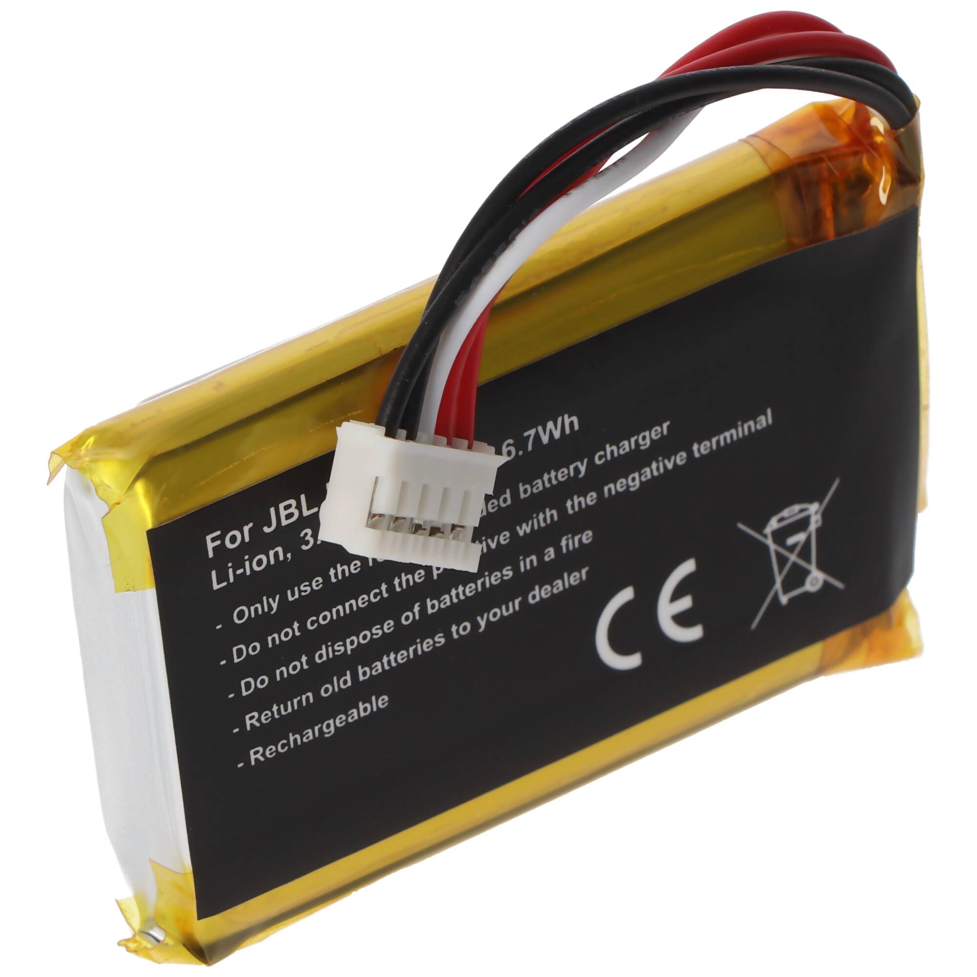 Akku passend für JBL Charge Flip 2, JN151PH13849 3,7 Volt 1800mAh 6,7Wh Abmessungen ca. 56,5x29,5x10mm