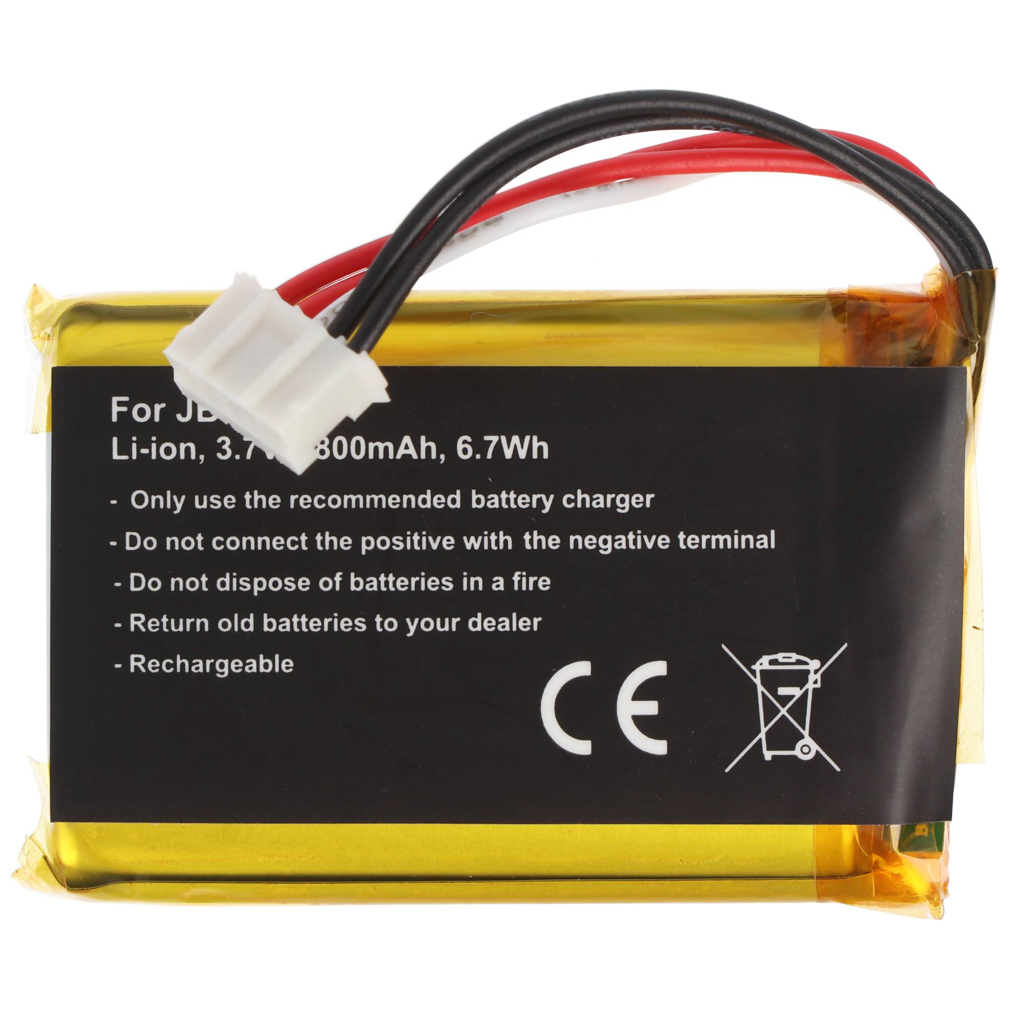 Akku passend für JBL Charge Flip 2, JN151PH13849 3,7 Volt 1800mAh 6,7Wh Abmessungen ca. 56,5x29,5x10mm