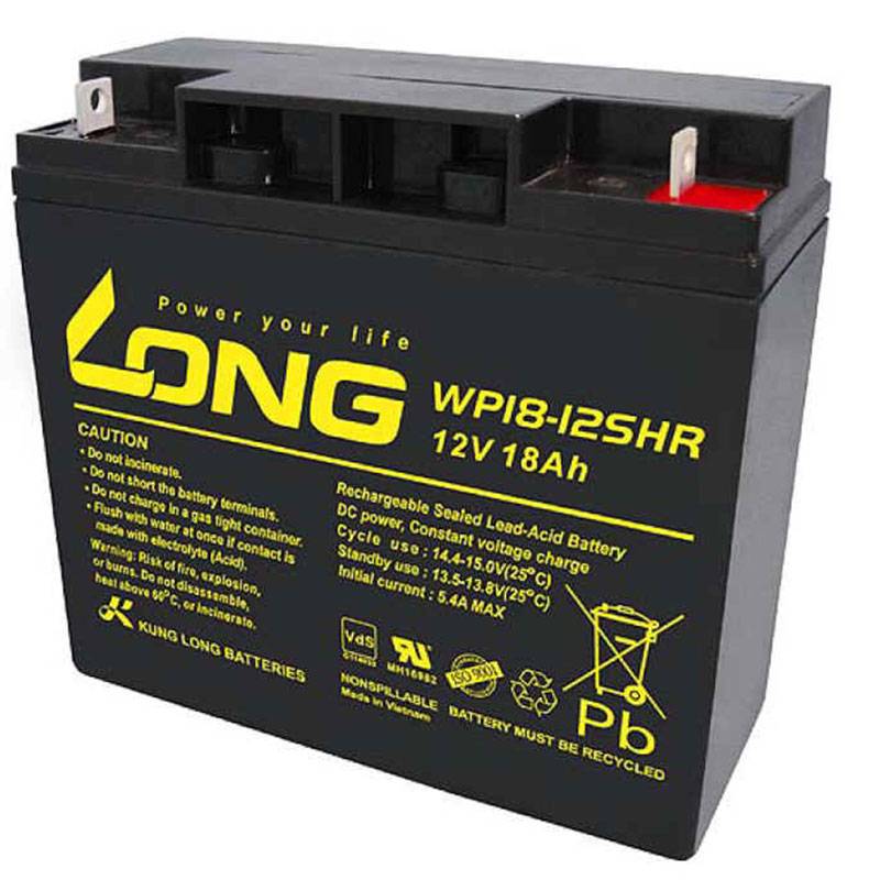 Schwarze LONG wiederaufladbare versiegelte Blei-Säure-Batterie mit der Bezeichnung „WP18-12SHR 12V 18Ah