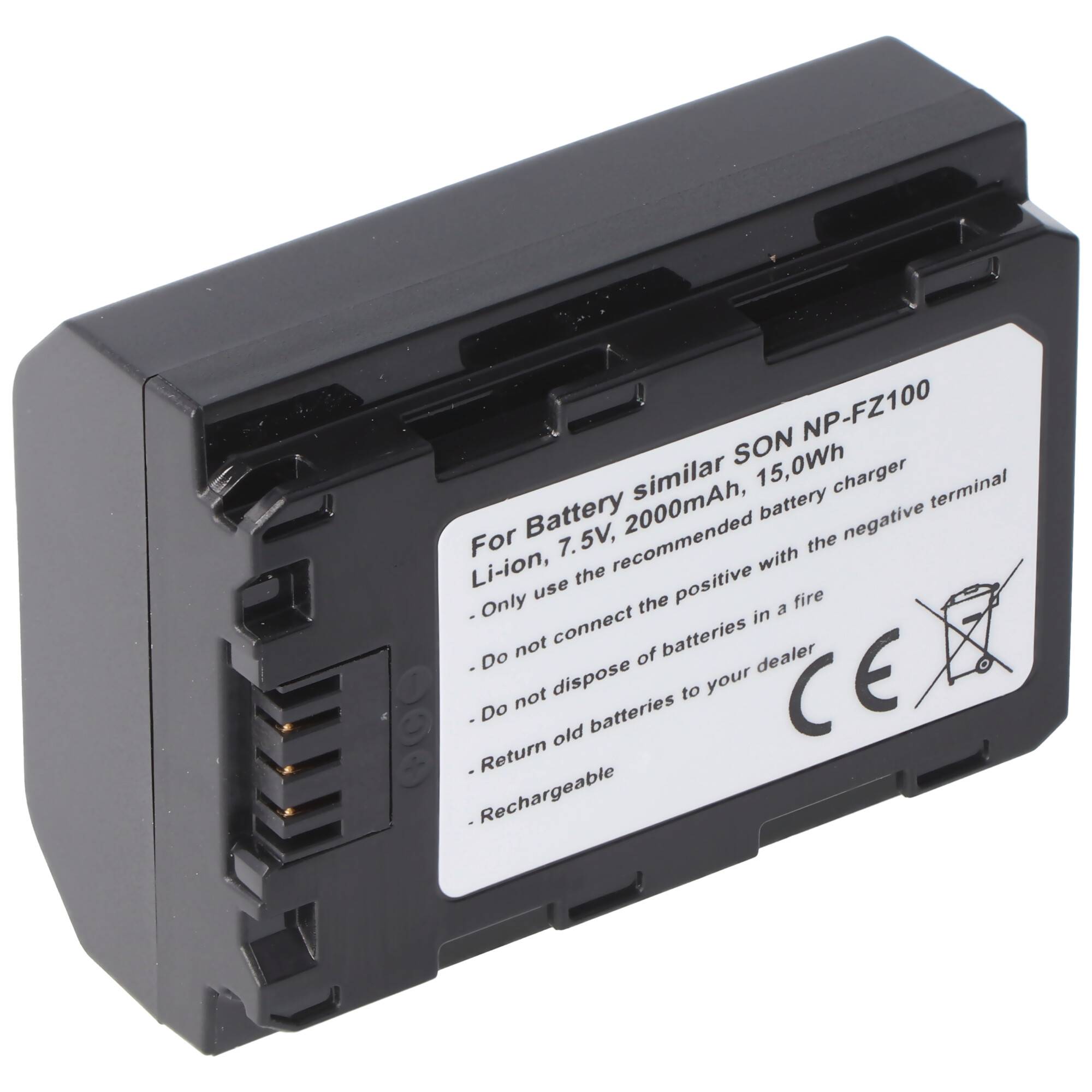 Akku passend für den Sony Akku NP-FZ100 Akku Sony A7 Mark 3, A7R Mark 3, Alpha a7 III, Alpha a7R III, Alpha A9, ILCE-7M3