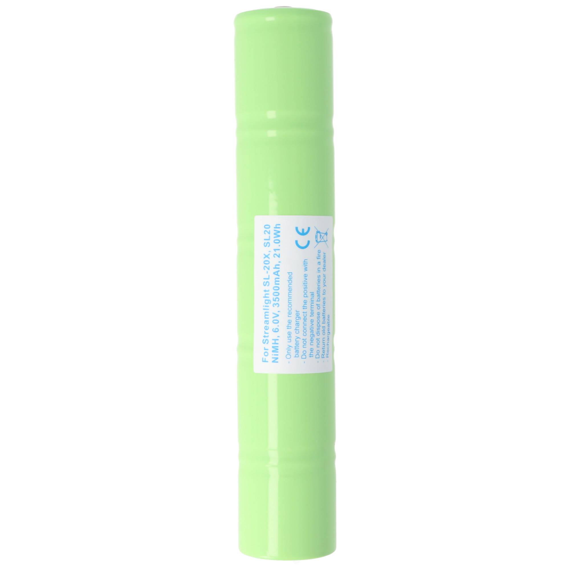 Nachbau Akku passend für den Streamlight SL-20X Akku, SL20, NiMH Akku IMT-3500D 6,0 Volt 3500mAh, 21Wh, 178x32,5mm