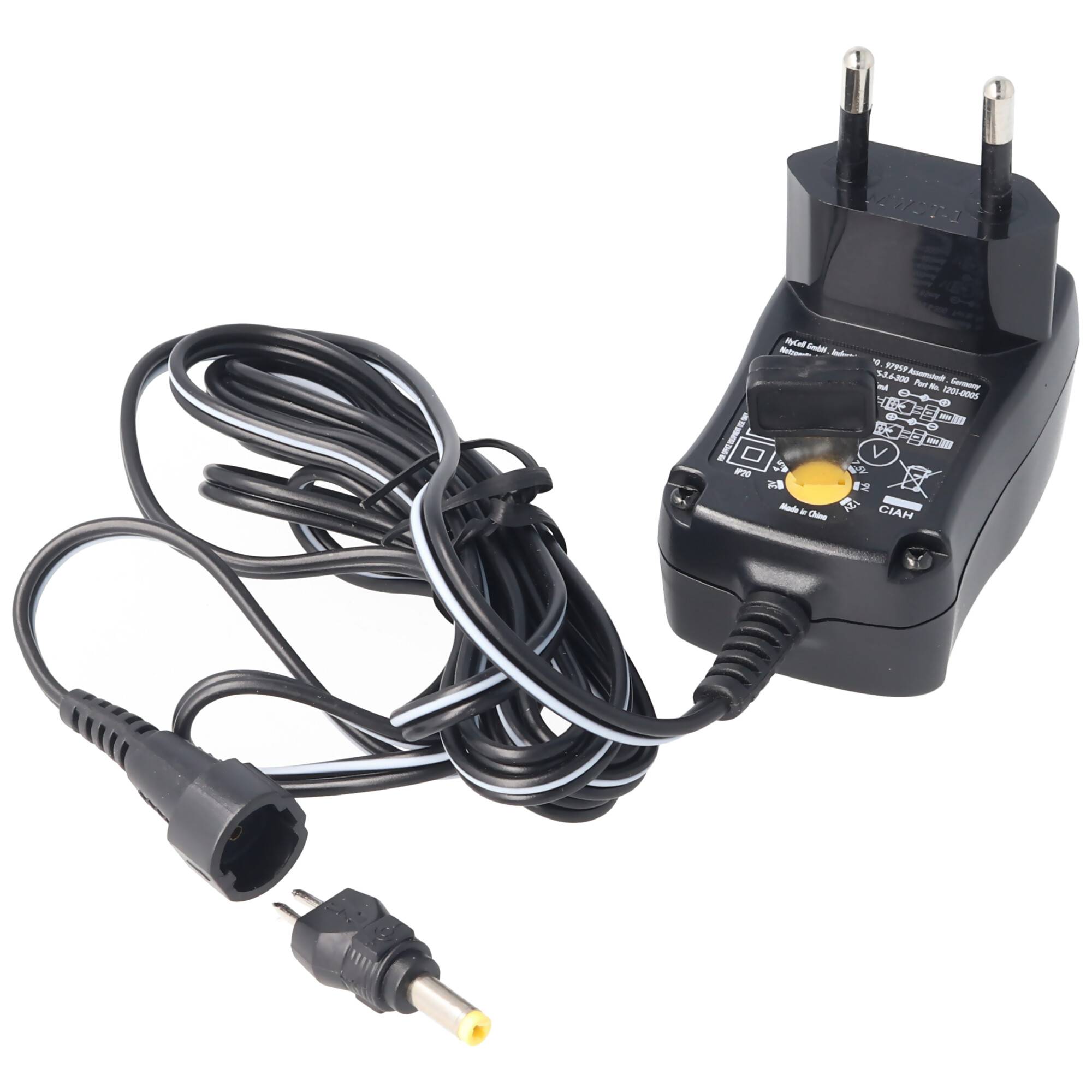 3 Volt bis 12 Volt Universal-Netzteil inklusive 1 USB- und 8 DC-Adaptern, max. 3,6 W und 0,3A