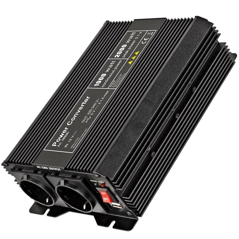 Spannungswandler max. 1000W wandelt die Spannung von 12 VDC in 230 VAC um 1000W