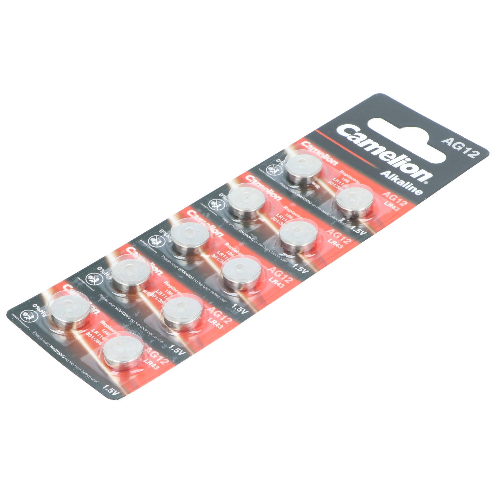 LR43, SR43W, VA12GA, 186, 84, LR1142 10er Set LR43 Knopfzelle 386